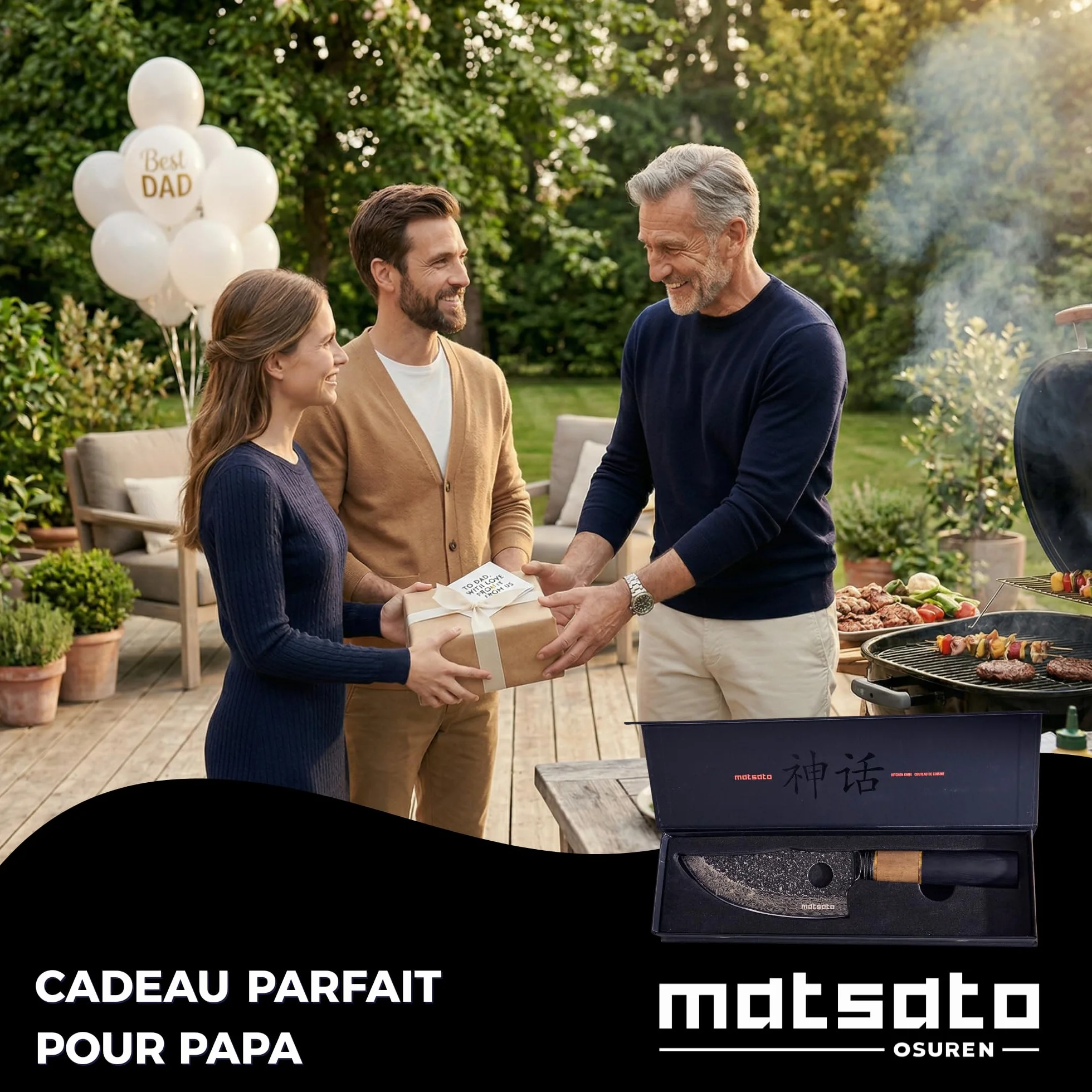 Matsato Osuren Couteau de Cuisine 16cm Lame Acier Japonais Damassé Manche Bois Ergonomique