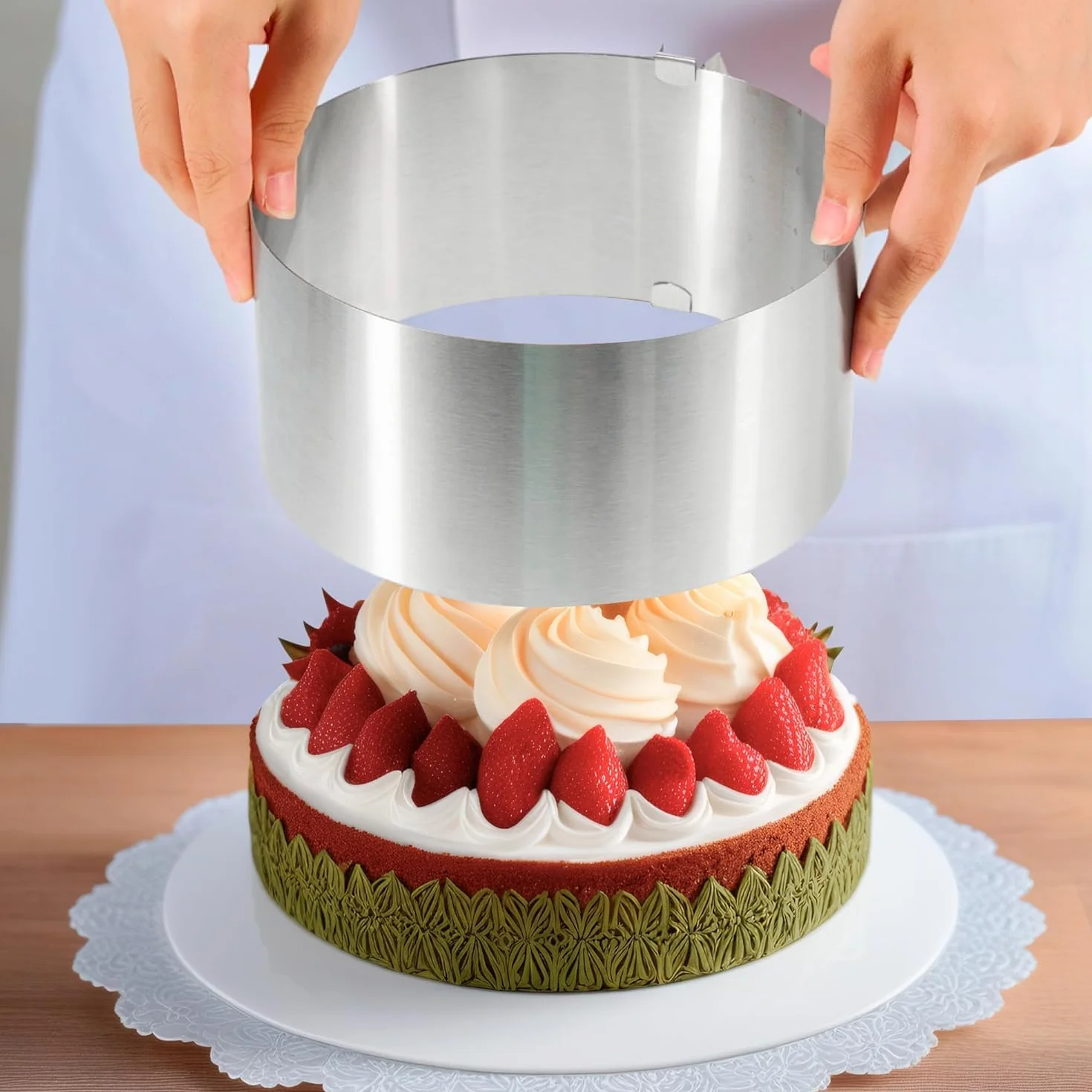 Cercle à Gâteau Réglable 6-12 Pouces, Acier Inoxydable Moule pour Cuisson