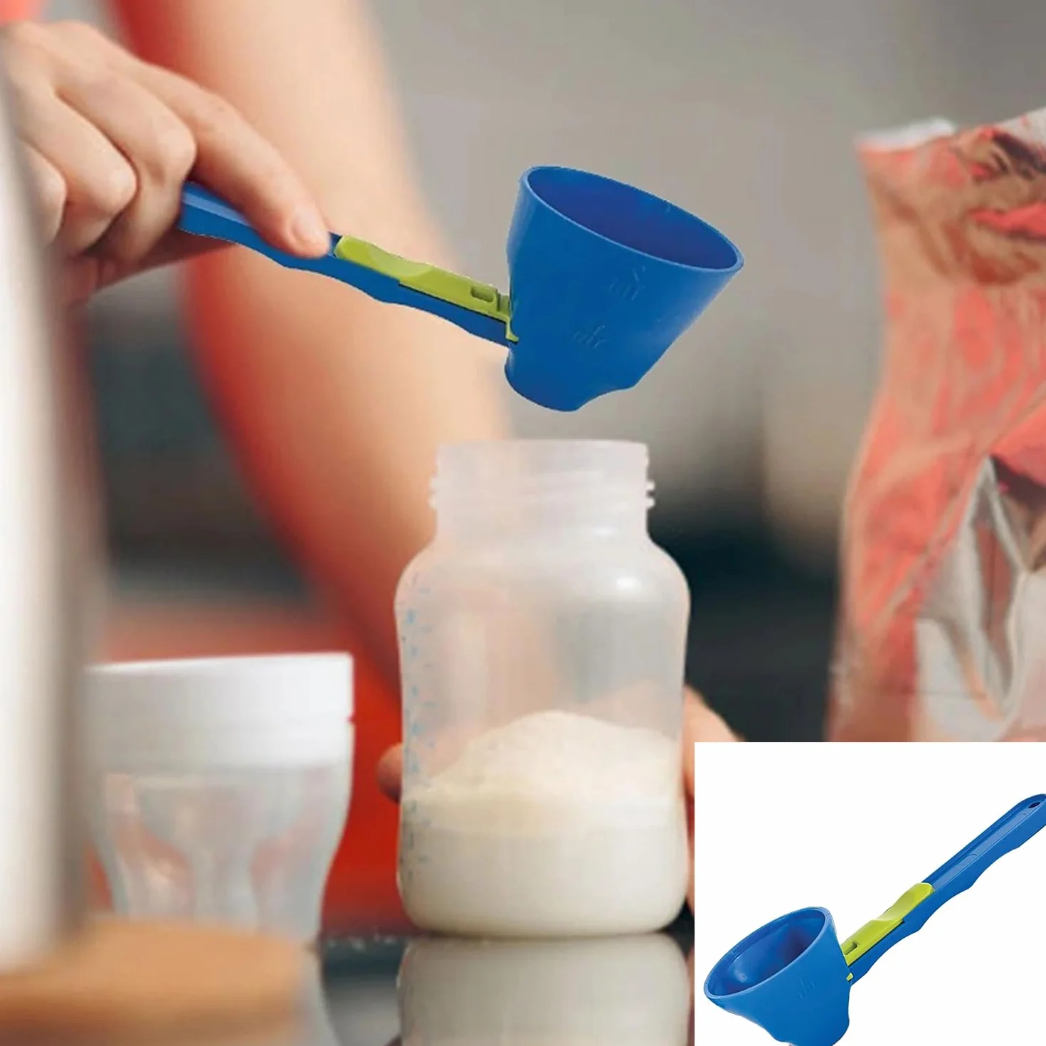 Cuillère à mesurer avec entonnoir, grande cuillère doseuse portable poignée coulissante pour bouteille