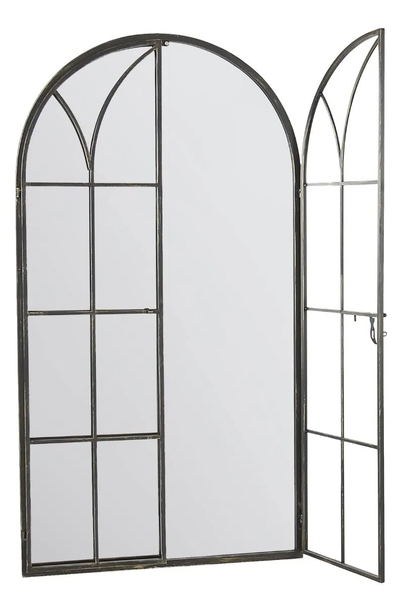 Grand Miroir Rustique en métal pour fenêtre de Jardin 140 cm x 75 cm