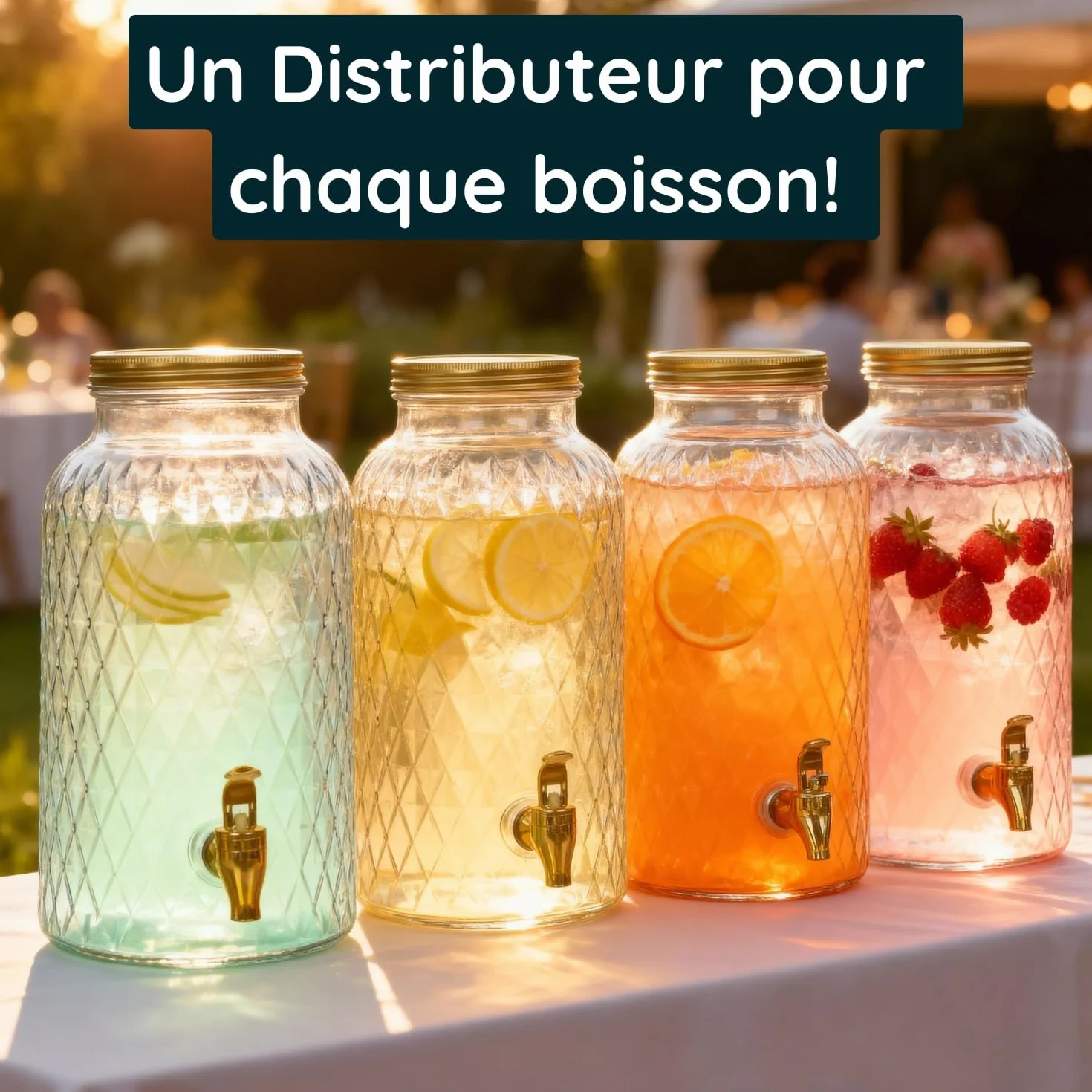 Distributeur Boisson 6 L Robinet Fontaine Eau Cocktail Design Diamant Verre