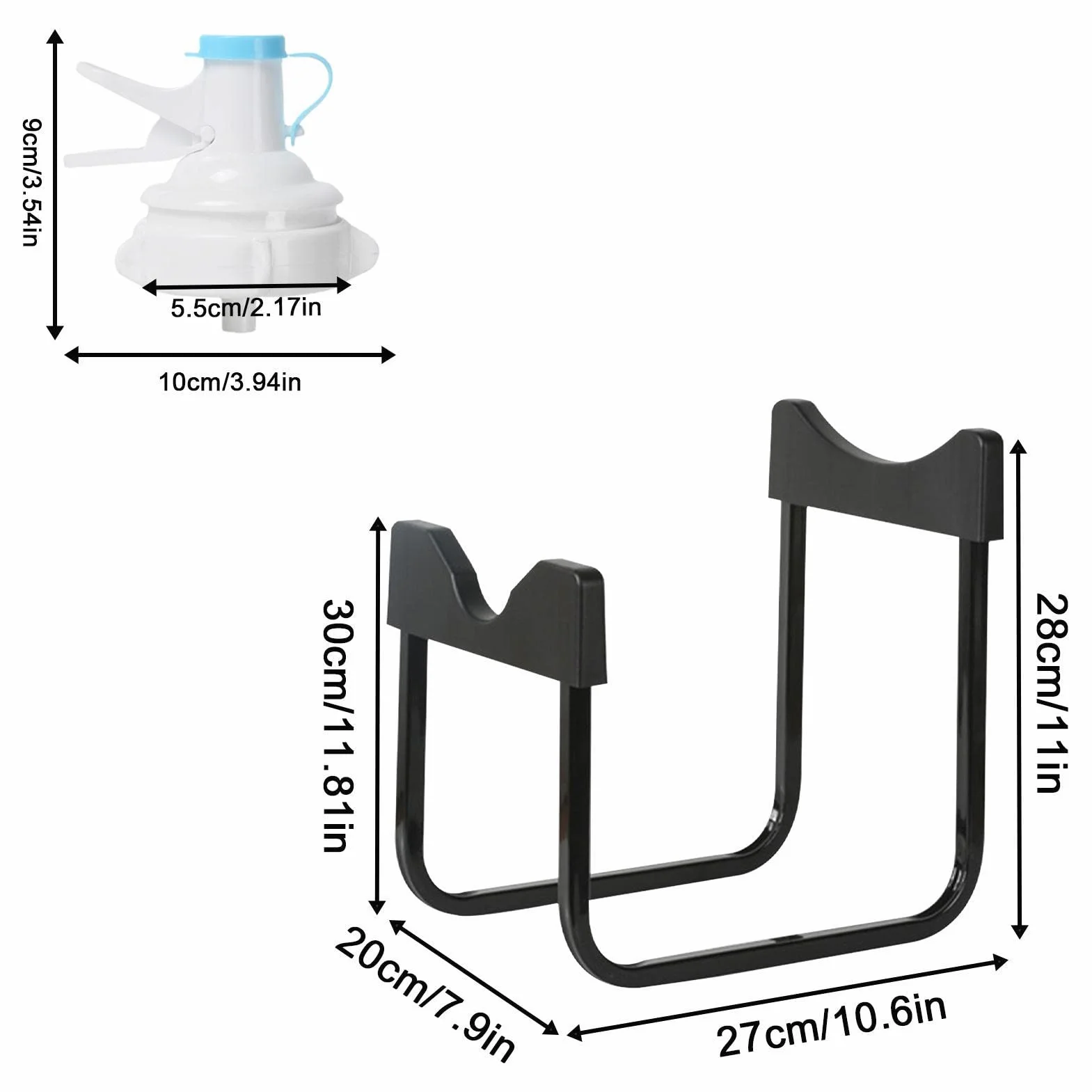Porte-Bouteille d'3 à 5 gallons Support Distributeur d'eau Anti-Fuite Bec réutilisable Compatible Bouche Bouteille Non filetée