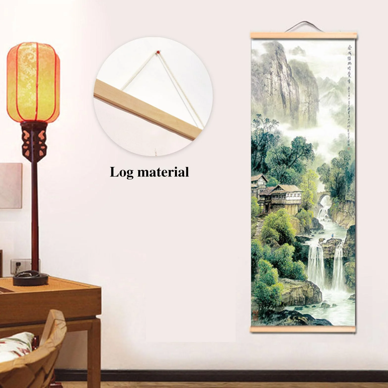 Peinture Chinoise Murale Paysage Cascade 25 x 80cm