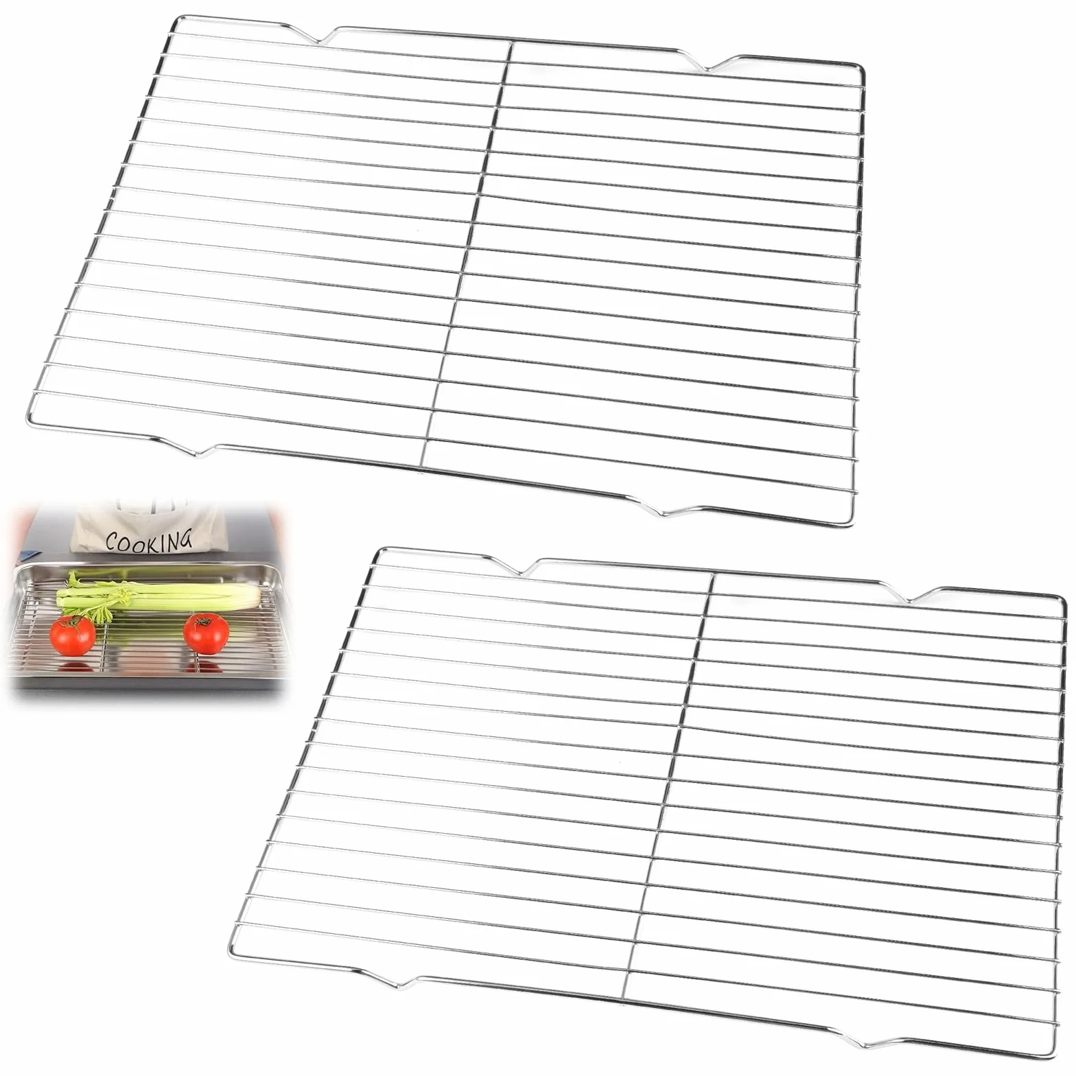 Grille Patisserie Acier Inoxydable 31x20x1.5 cm Refroidissement Rectangulaire