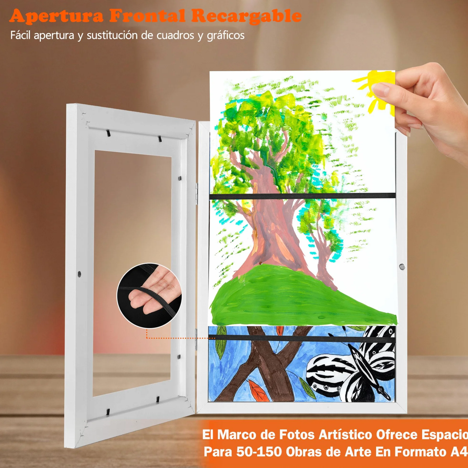 Cadres photos artistiques pour enfants A4 rechargeable 50-150 feuilles blanc