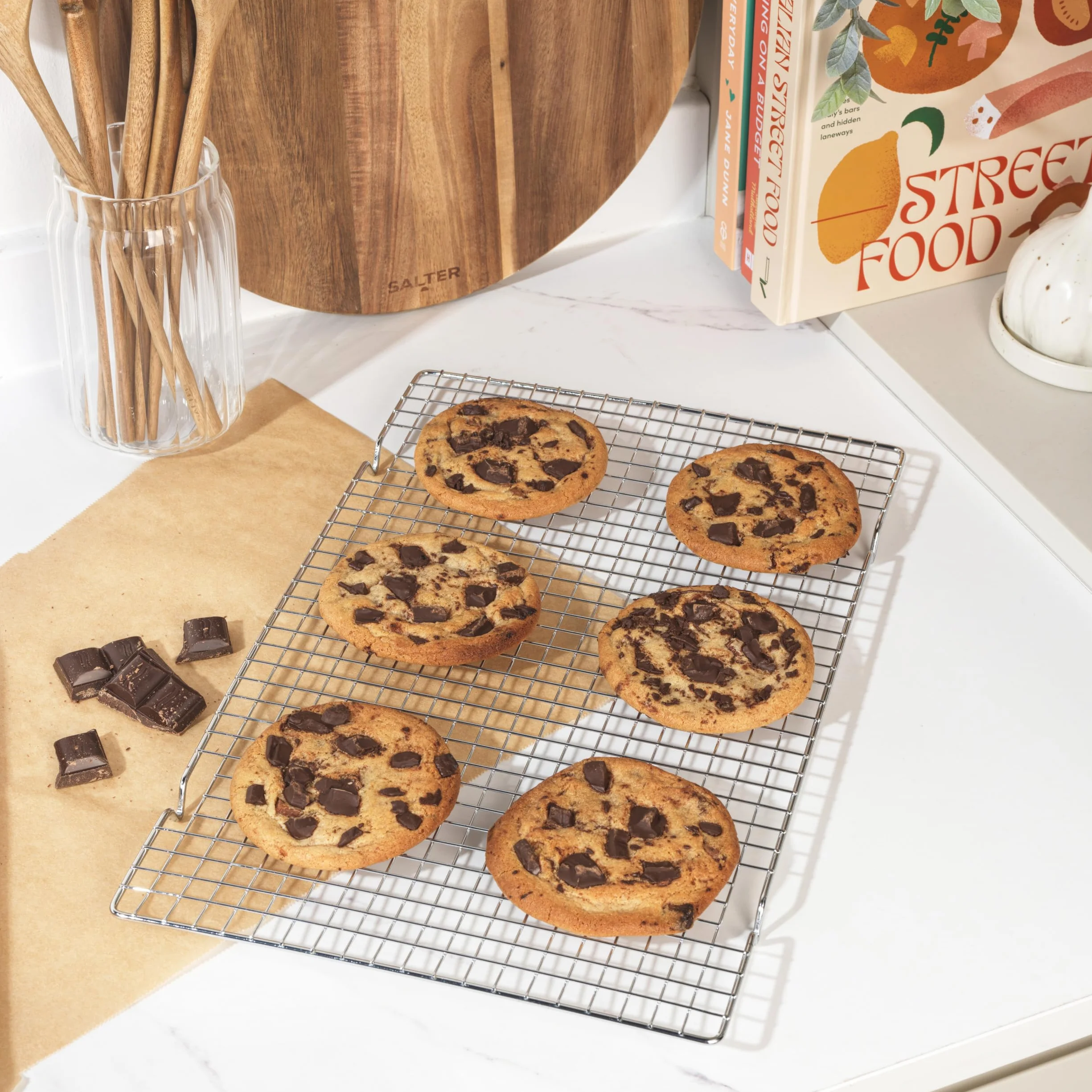 Salter BW12568EU7 Cooling Rack 41 cm Metal Wire Cake Tray for Baking, Large Carbon Steel Rack