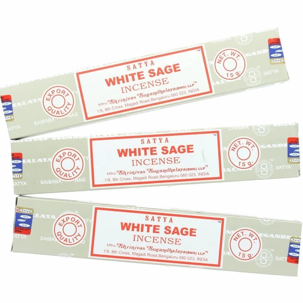 Divine Lot de 3 sachets bâtons d'encens Satya Nag Sauge blanc