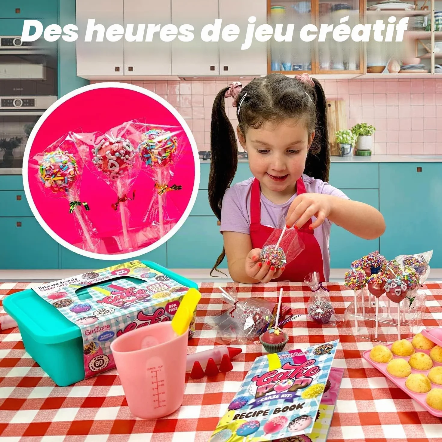 GirlZone Kit Pâtisserie Cake Pops Craze pour Enfants, Moule Silicone Cupcake, Cadeau Fille 10 ans