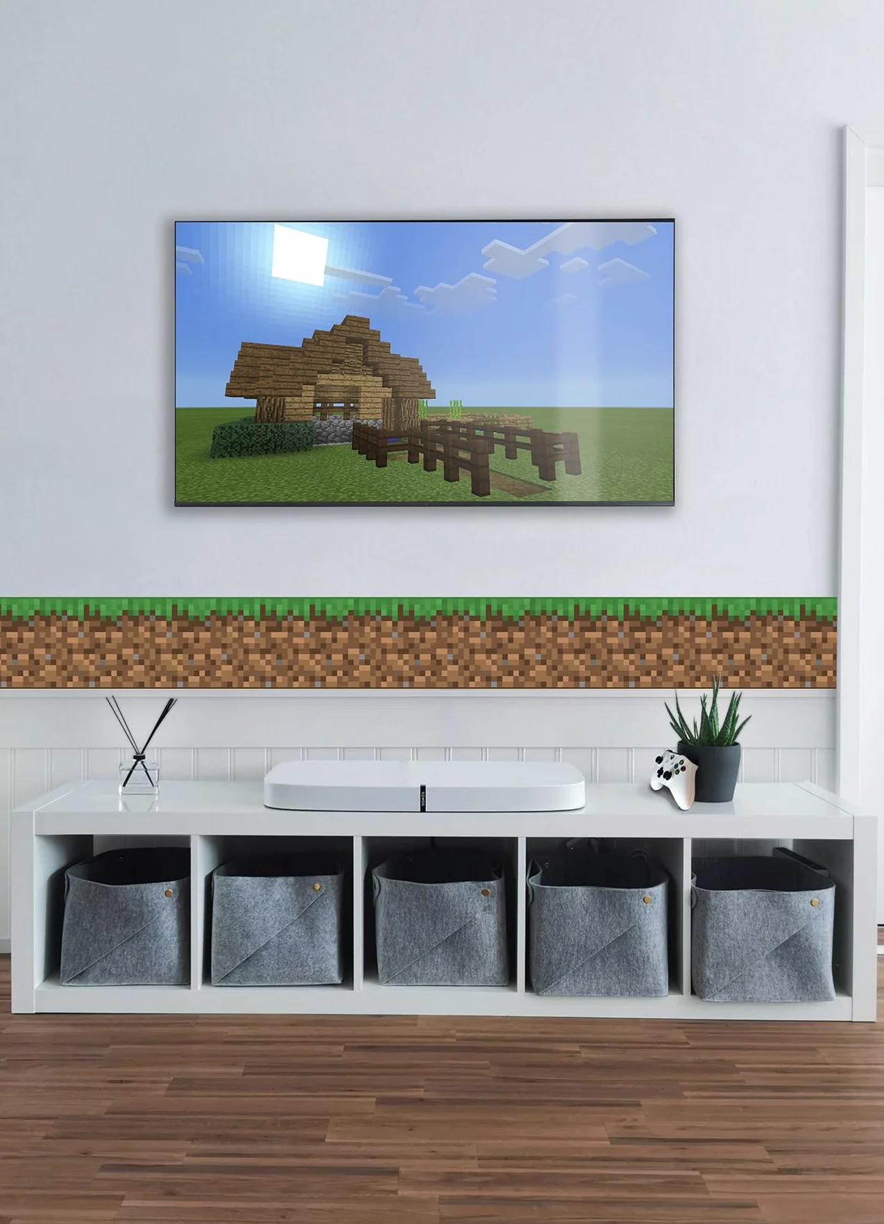 RoomMates Minecraft Iconic Grass Frise de papier peint autocollant