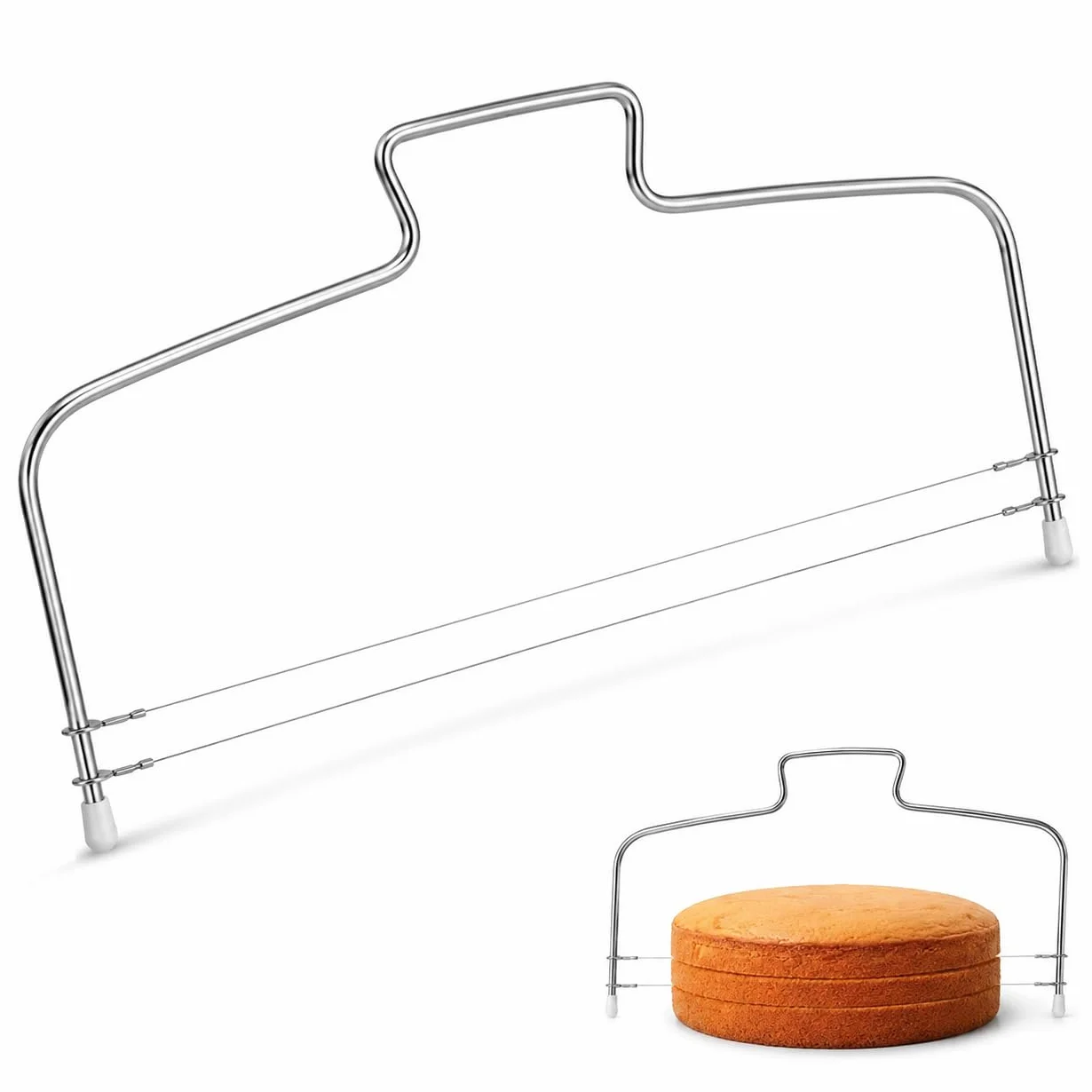 Coupe-Gâteau Réglable Professionnel 32 cm Acier Inoxydable Lyre Double Fil Trancheuse Précise
