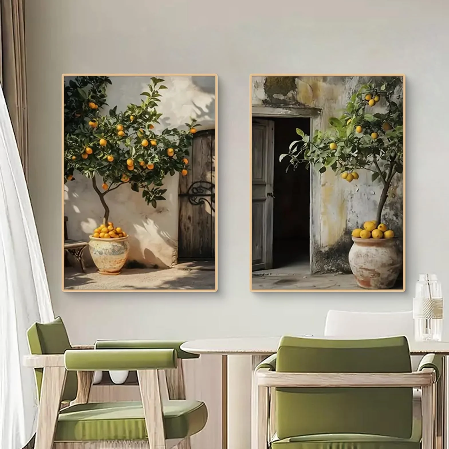 TROYSINC Lot de 2 posters motif plantes méditerranéennes citronnier olivier 50x70 cm sans cadre
