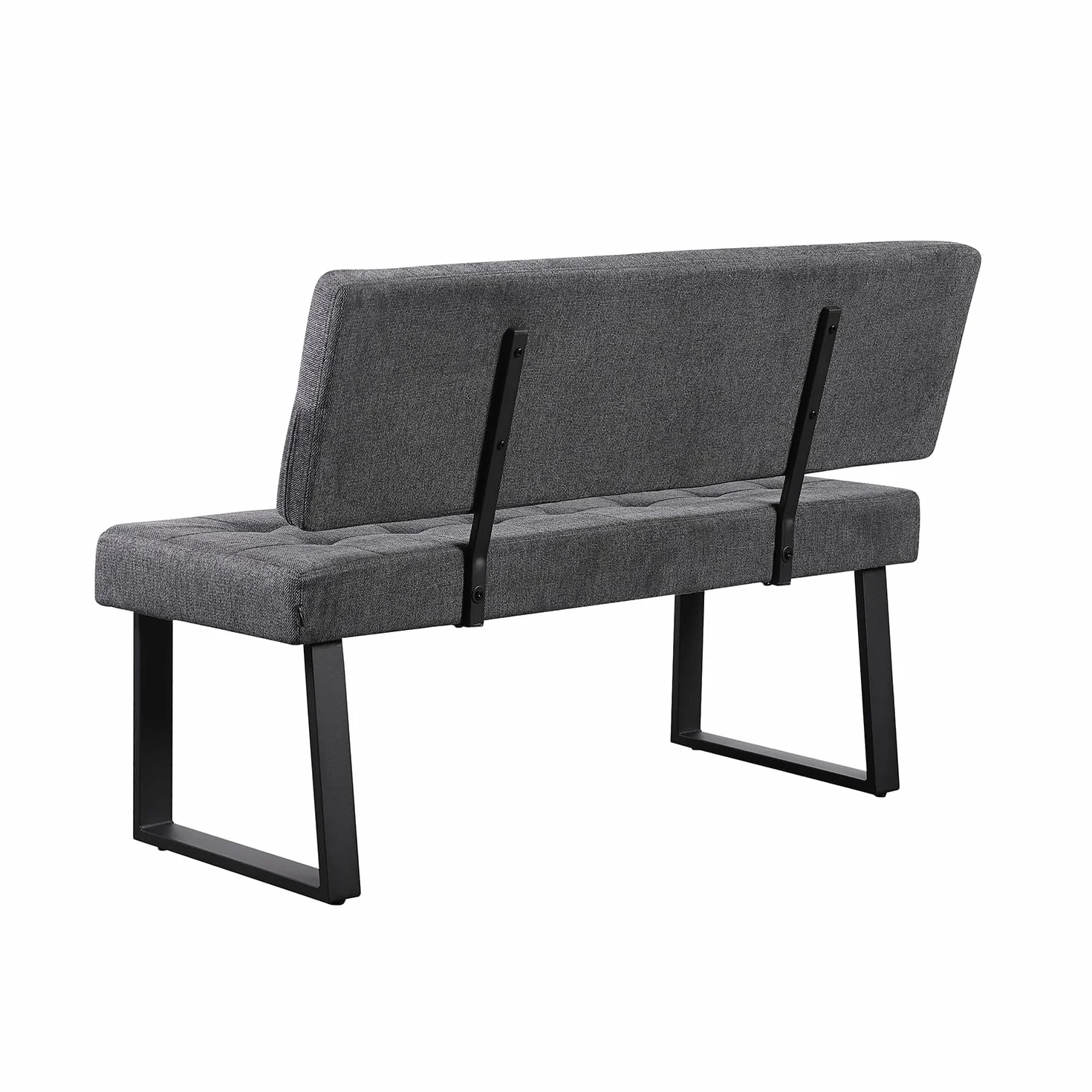 B&D home Banc Sigfrid Banc d’Angle avec Dossier Microfibre Anthracite Mousse Froide 140 cm