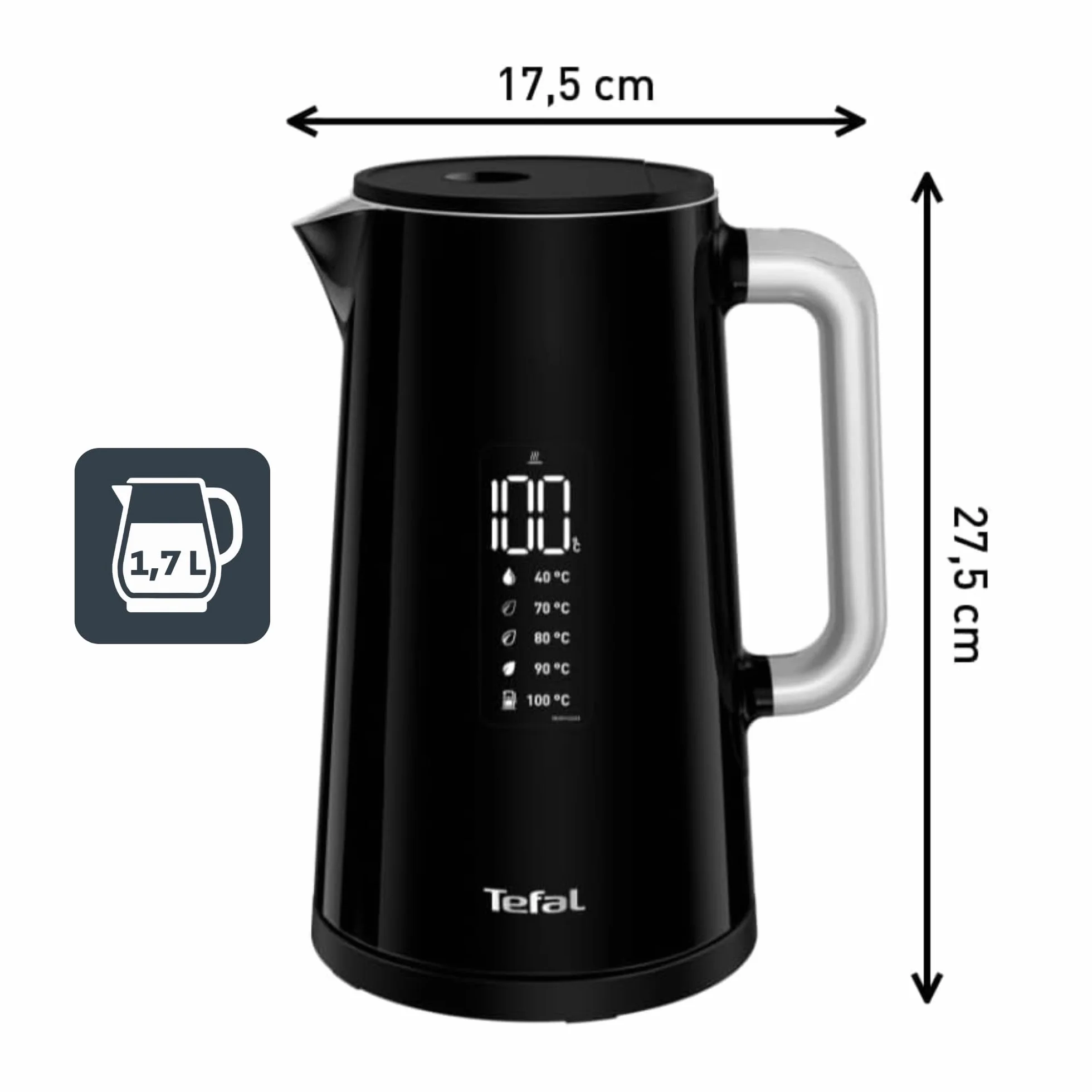 Tefal Bouilloire électrique 1,7 L Smart'n Light Noire KO850810