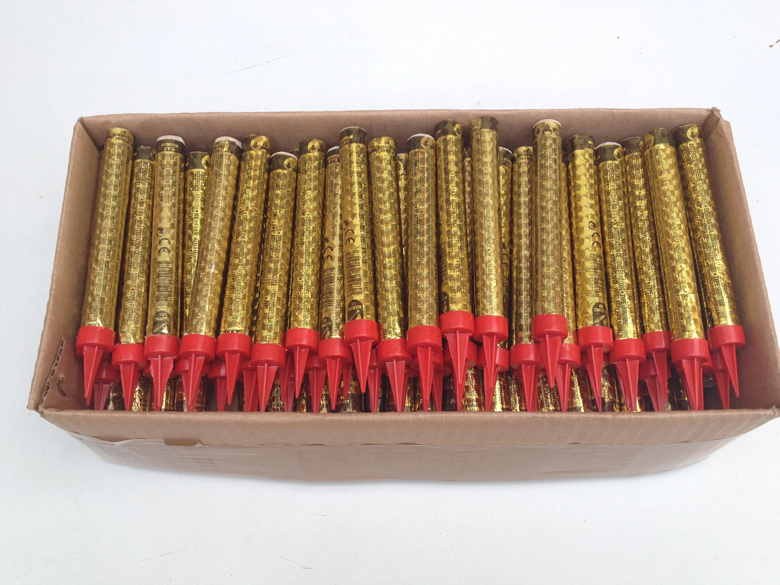 Lot de 100 Fontaines lumineuses 1 minute pour gâteau et bouteille de champagne - 12 cm - Allume bougie flexible métal rechargeable