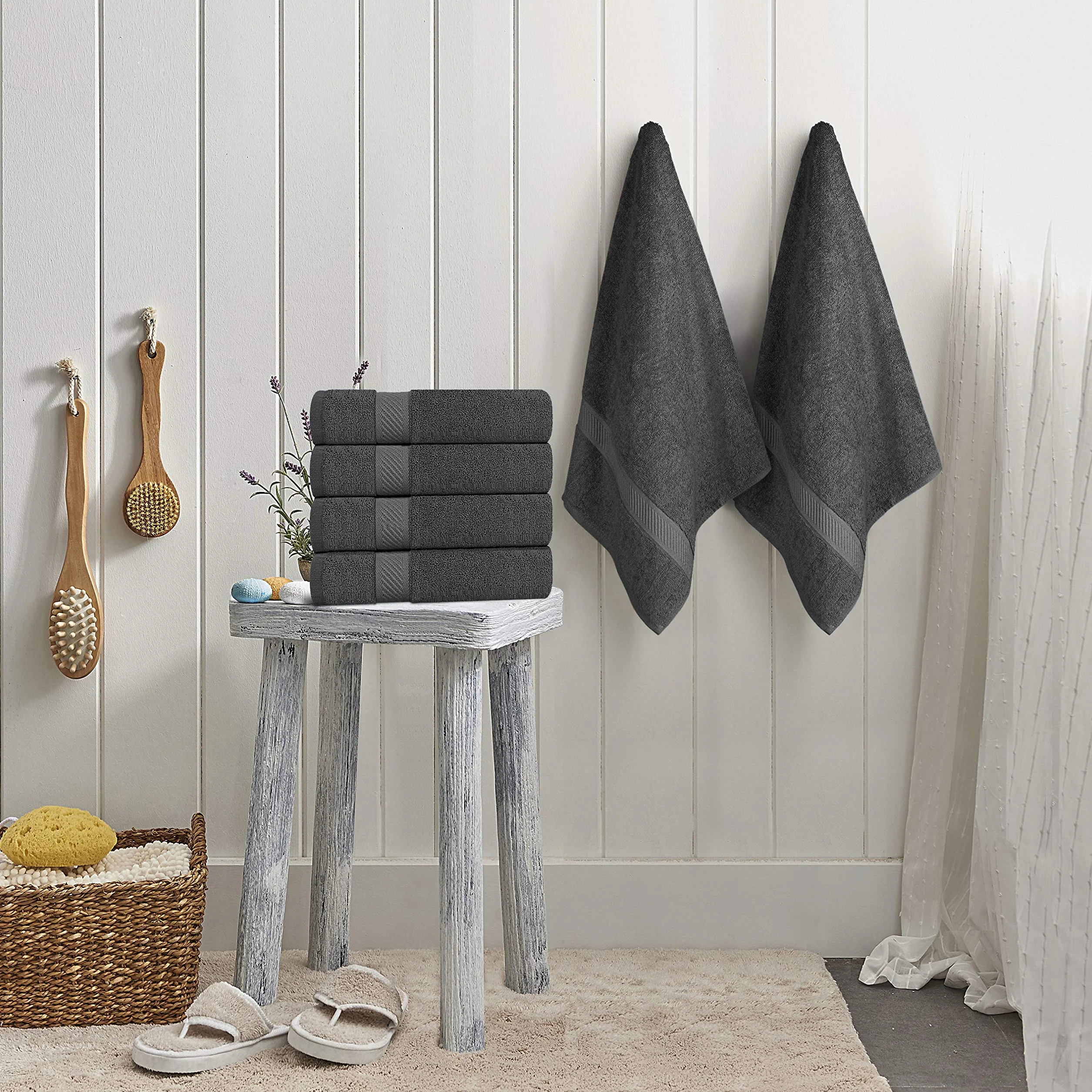Utopia Towels Lot de 6 Serviettes de Bain 100% Coton 60 x 120 CM Gris