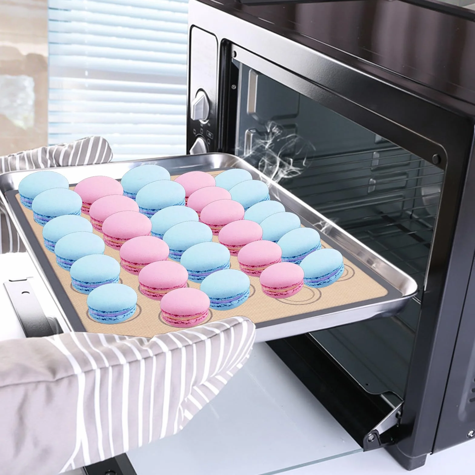 Tapis de Cuisson pour Macaron en Silicone Rectangulaire Gris 2 Pièces