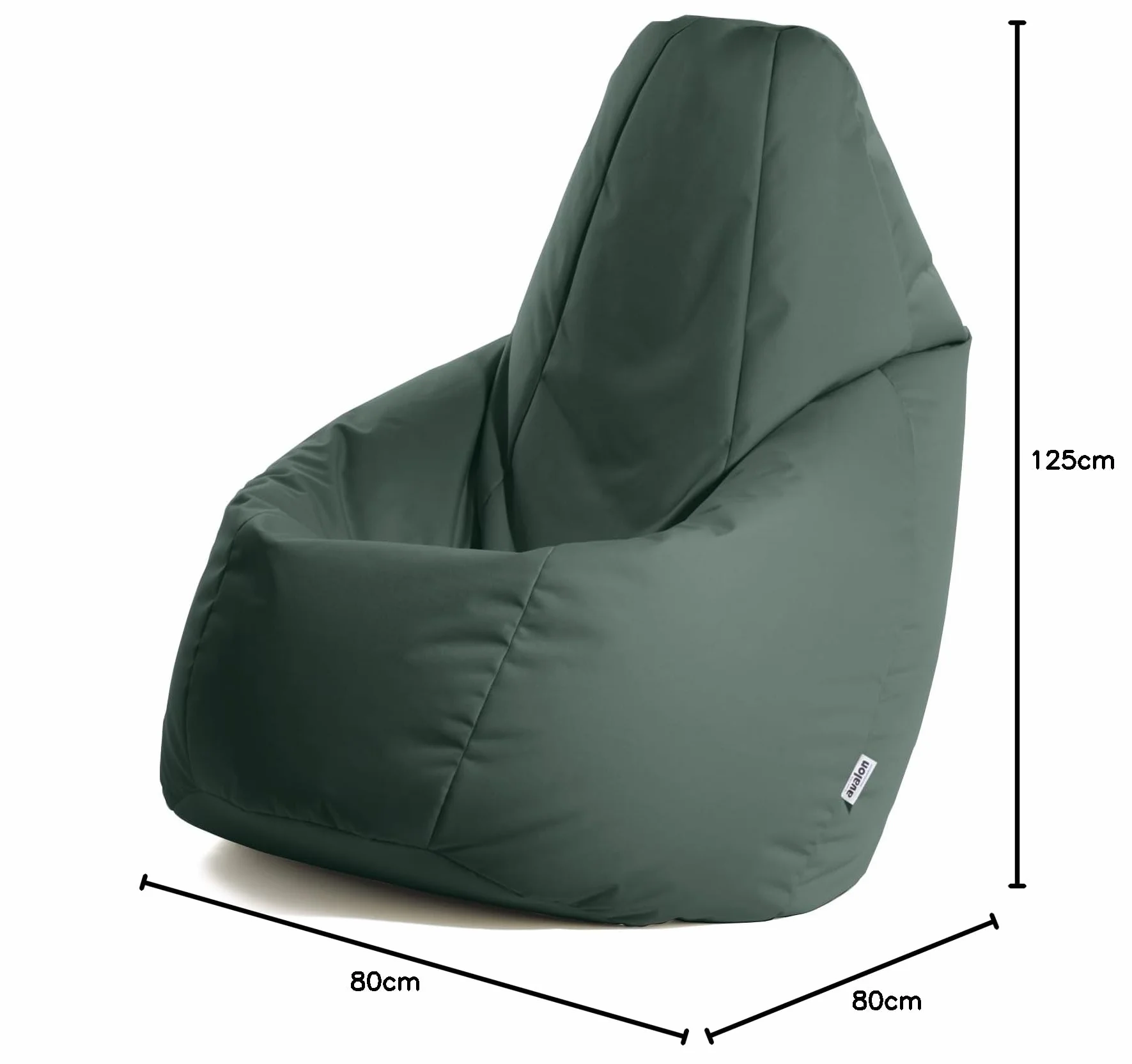 Avalon Jive Pouf rembourré en tissu technique indéchirable, taille S Vert foncé