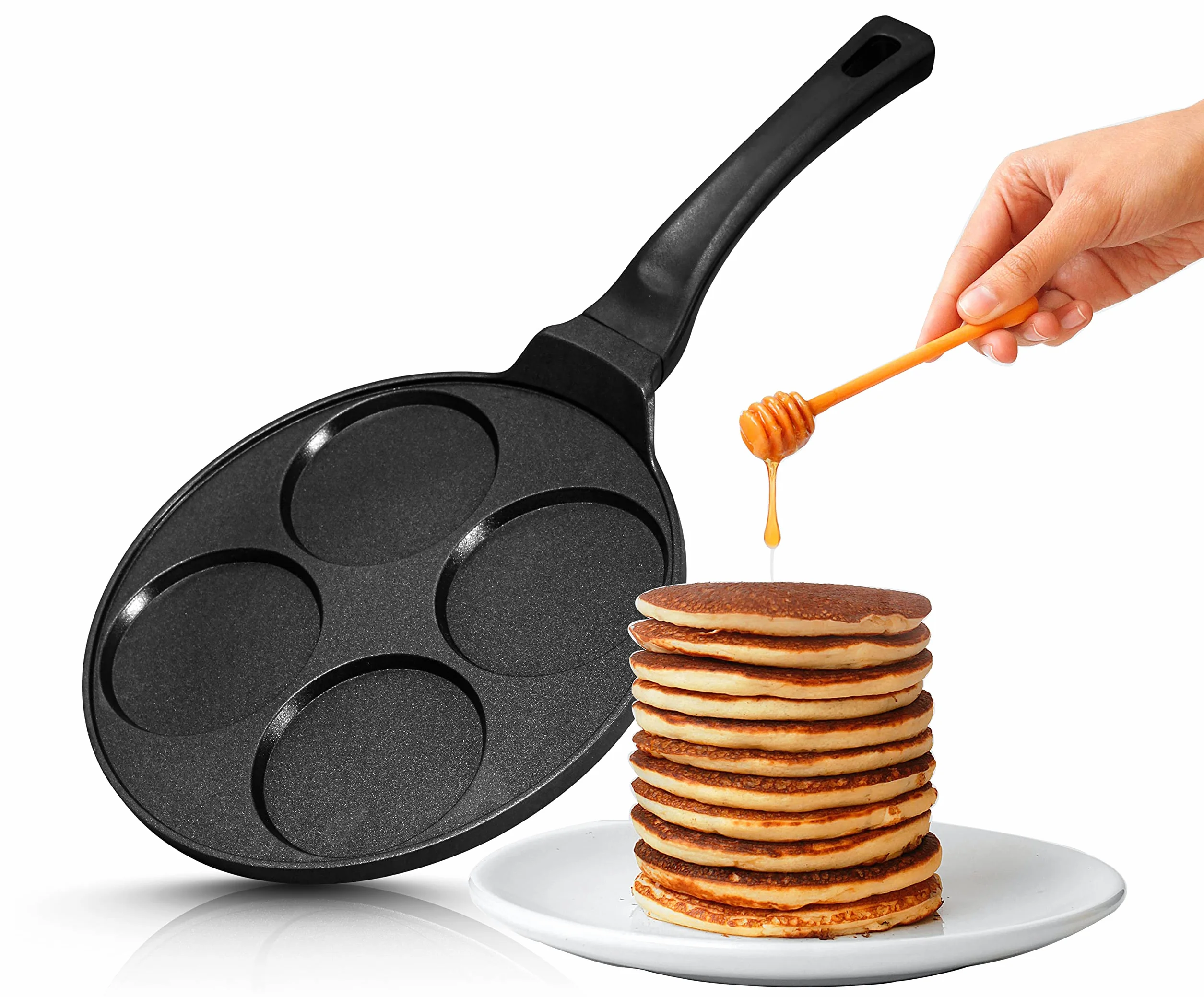 INTIGNIS Poêle à frire antiadhésive céramique 27 cm pour mini-crêpes 4 moules Induction