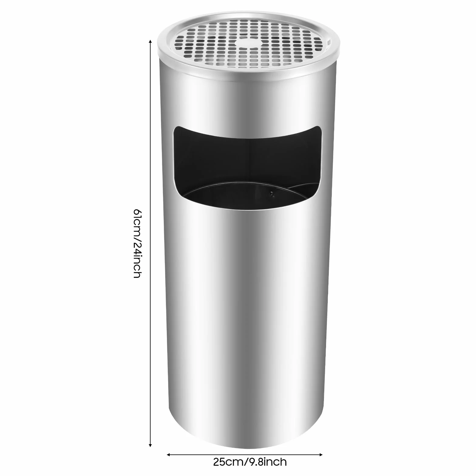 Cendrier sur Pied Poubelle Acier Inoxydable 15L Jardin Terrasse Anti Feu