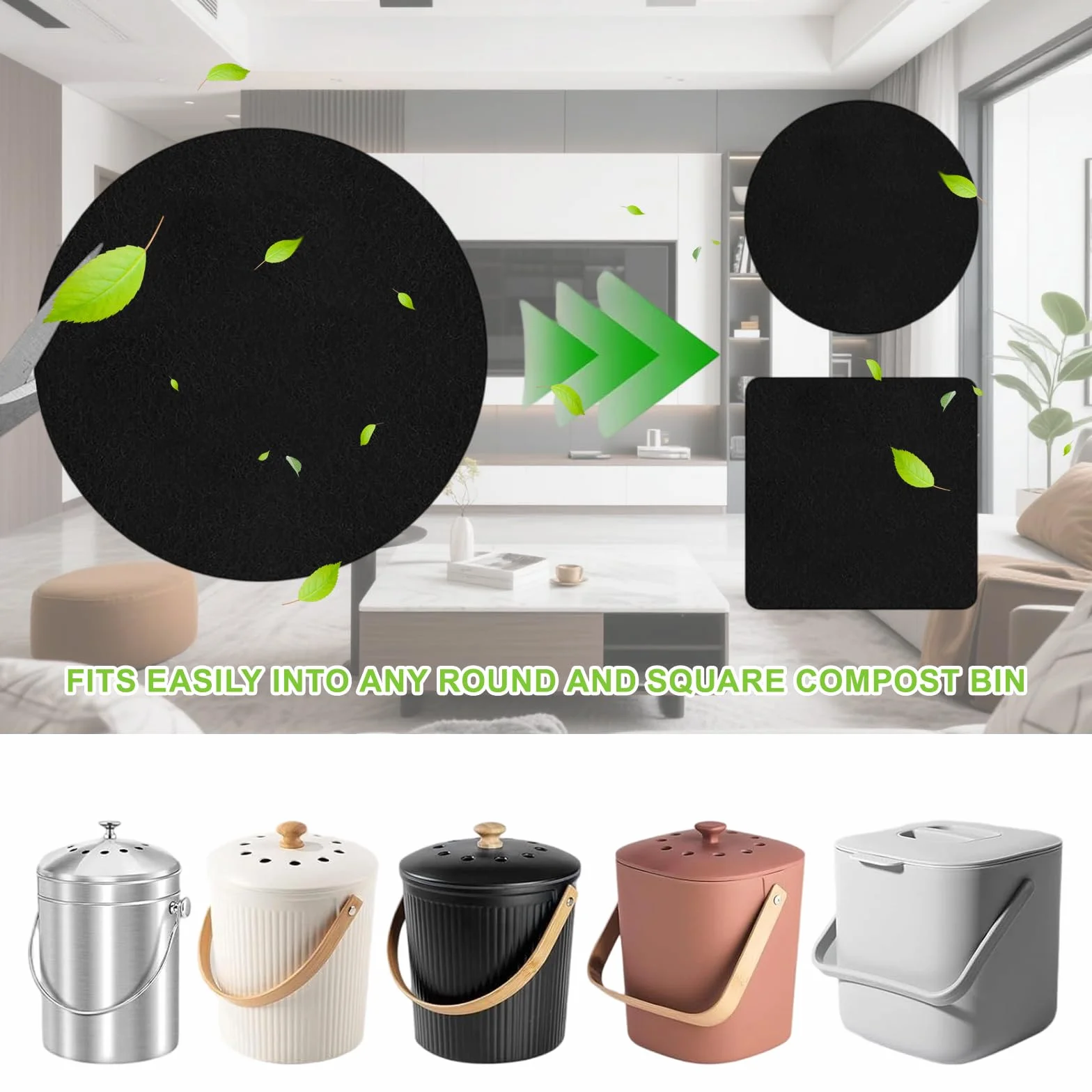 Filtres Compost Ronds à Charbon Actif Anti-Odeur 17 cm Lot de 4 Pièces