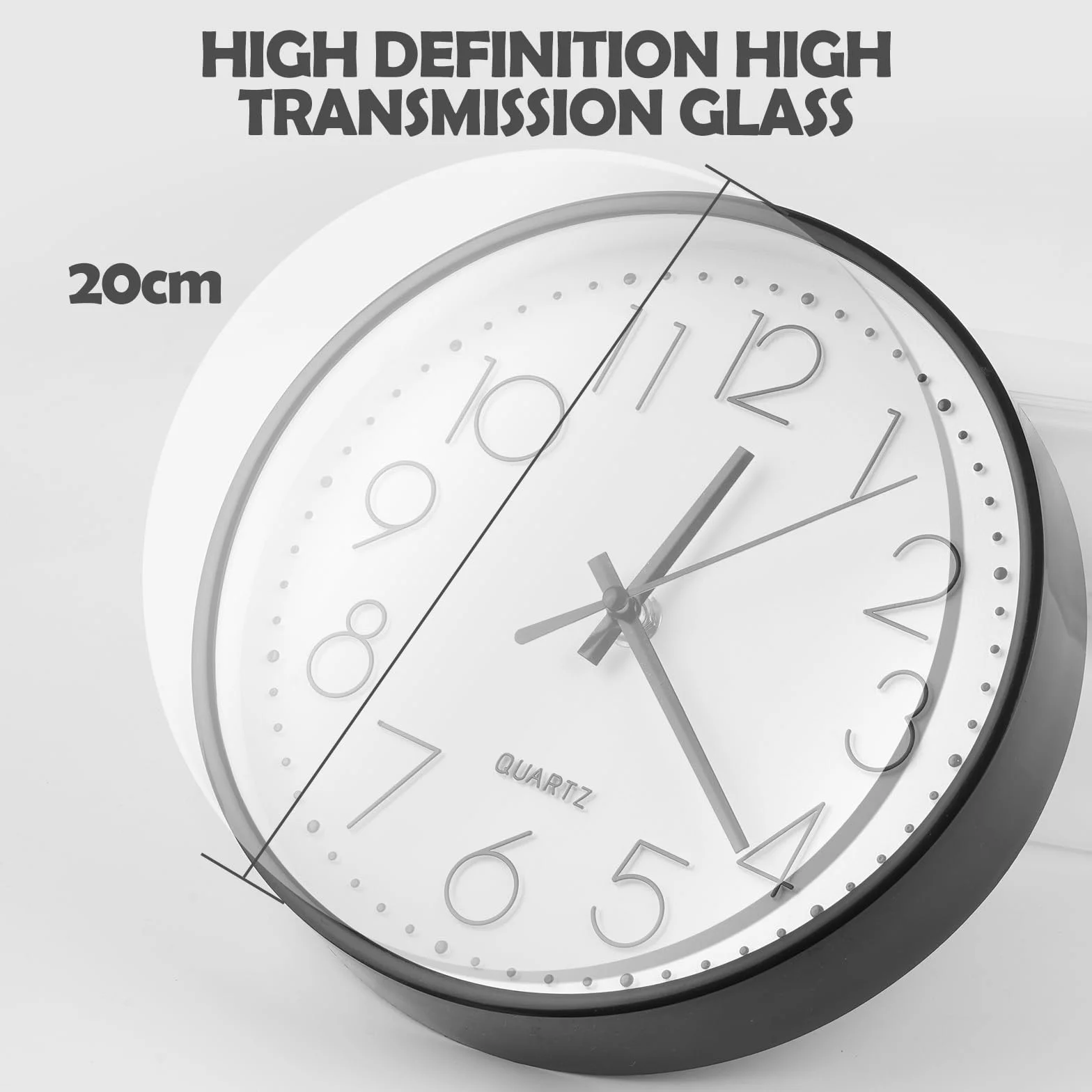 GIBOHOM Horloge Murale Silencieuse 20 cm Pendule Ronde Décorative Quartz pour Maison Cuisine Bureau