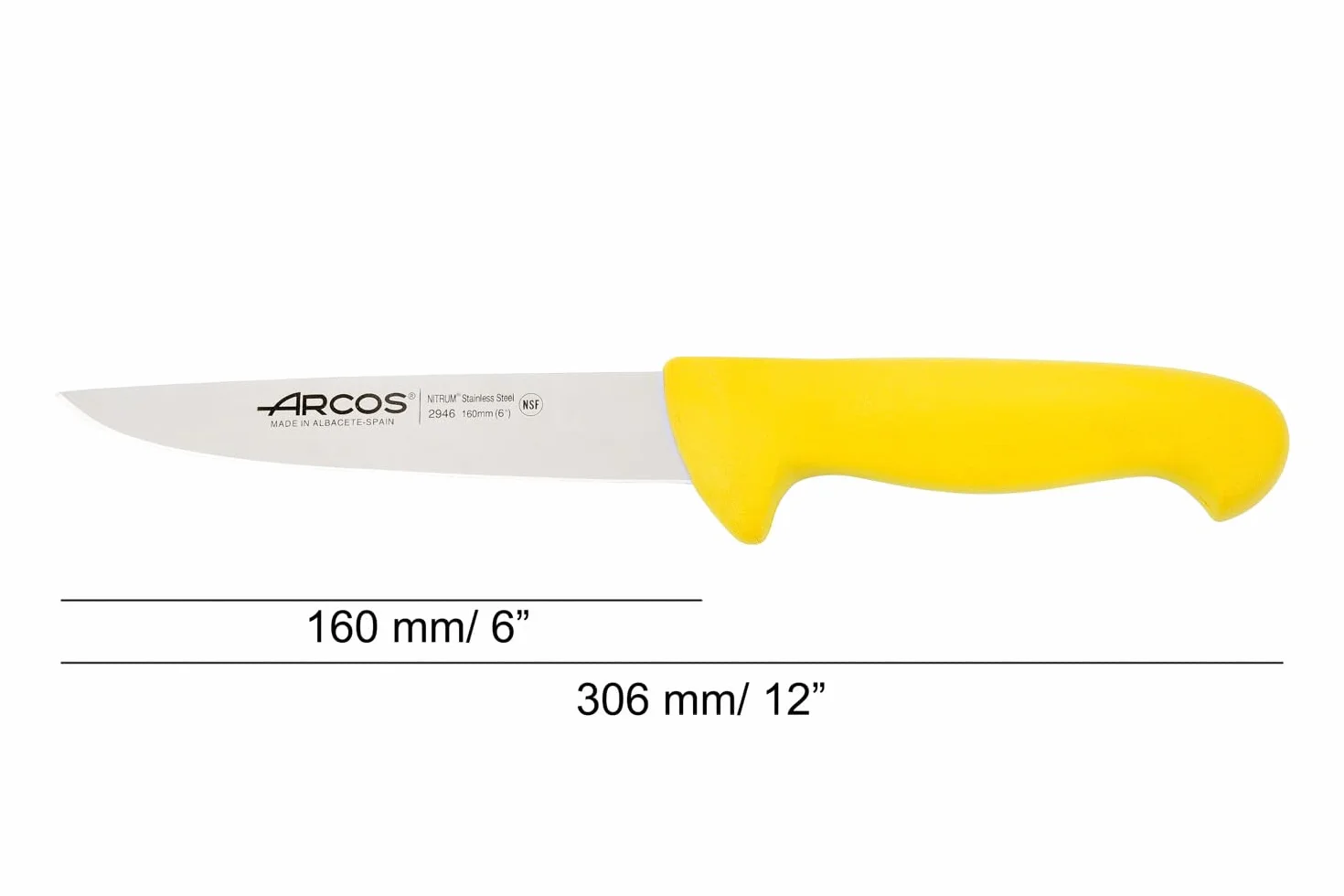 Arcos Couteau de Boucher Acier Inoxydable Nitrum Lame 200 mm Professionnel Viande Série 2900 Jaune