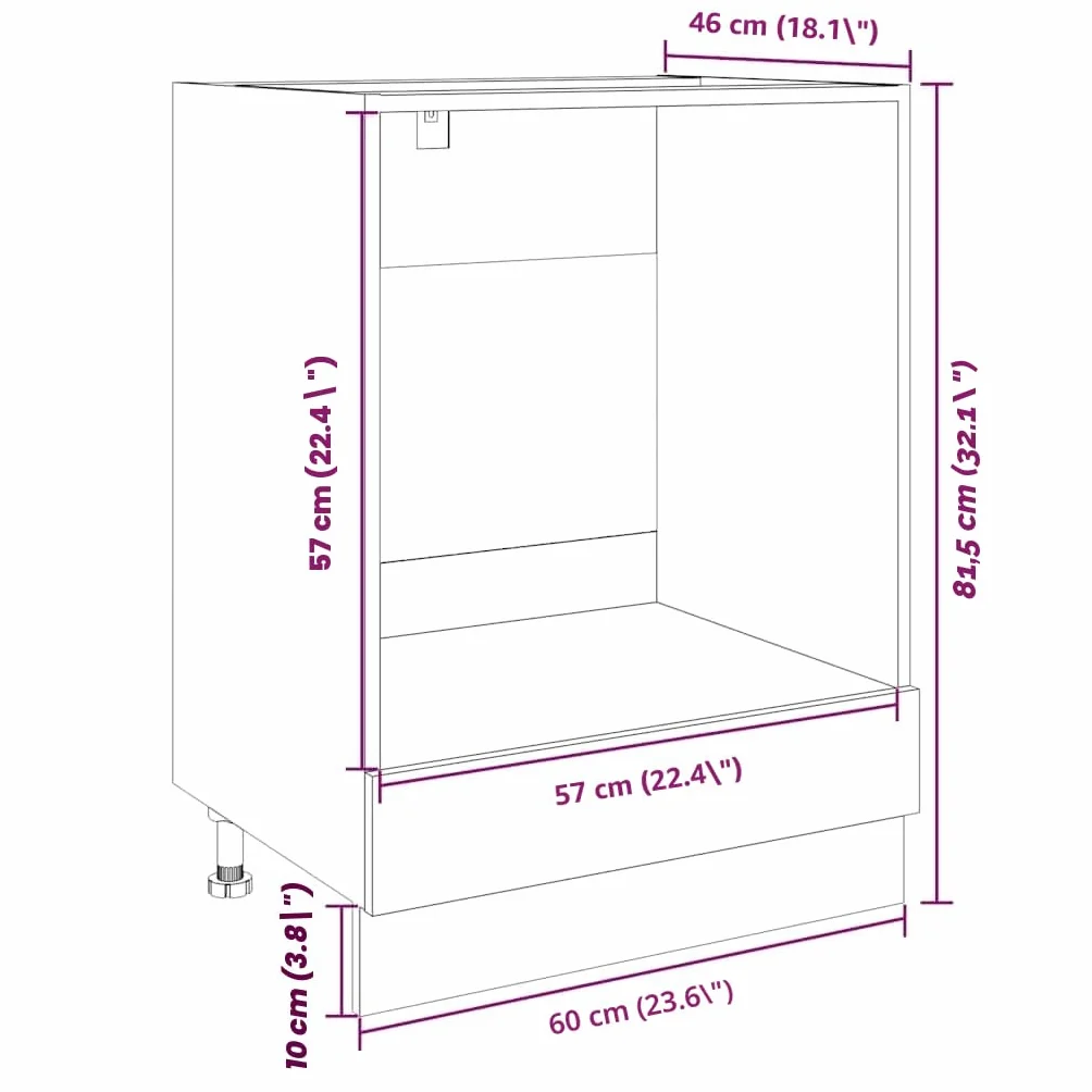 Armoire à Four Chêne Sonoma 60x46x81,5 cm Aggloméré vidaXL