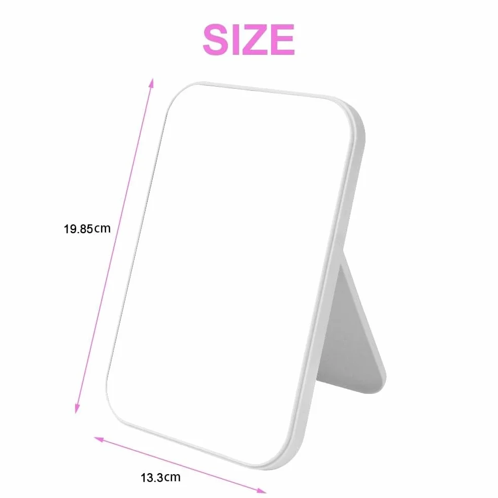 Miroir Super HD 20x13.4 cm Pliable Portable Maquillage Support Blanc