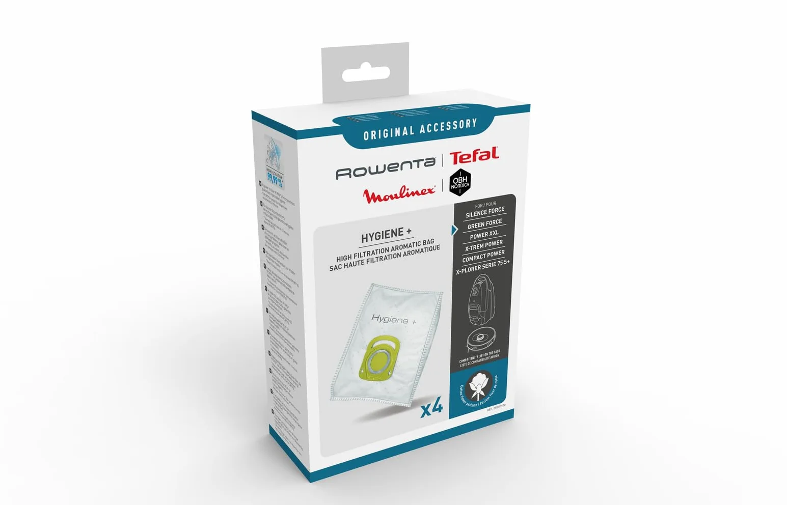 Rowenta Hygiène+ Aromatic Fleur de coton sacs aspirateur 4 pièces ZR200920