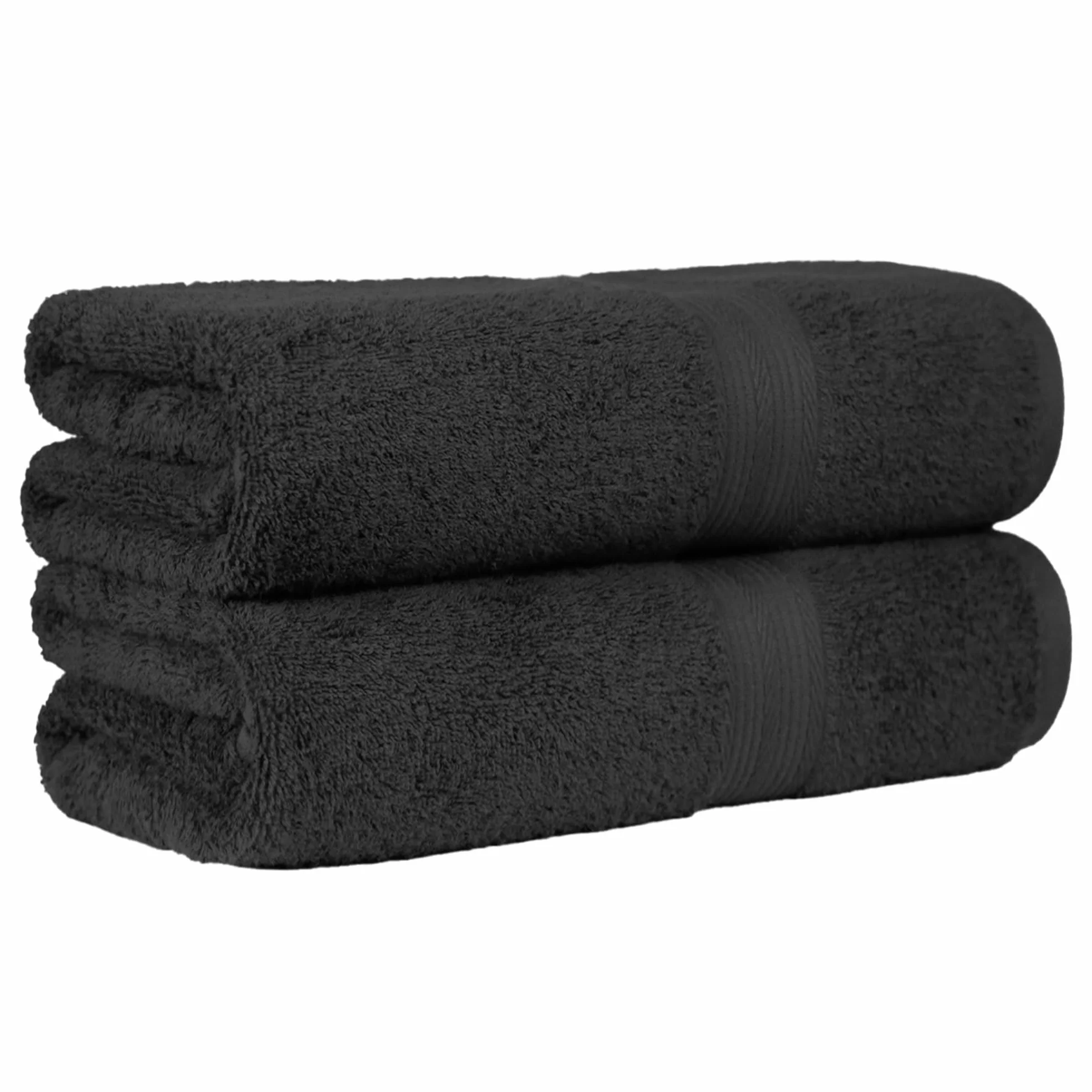 Amazon Basics Drap de Bain Grande Taille 100% Coton Anti-décoloration 70 x 140 cm Noir Lot de 2