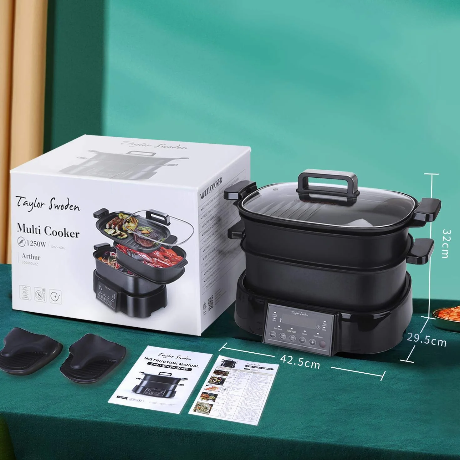 Taylor Swoden Arthur Cuiseur vapeur électrique 6L 1250W Programmable 3 Paniers empilables Sans BPA