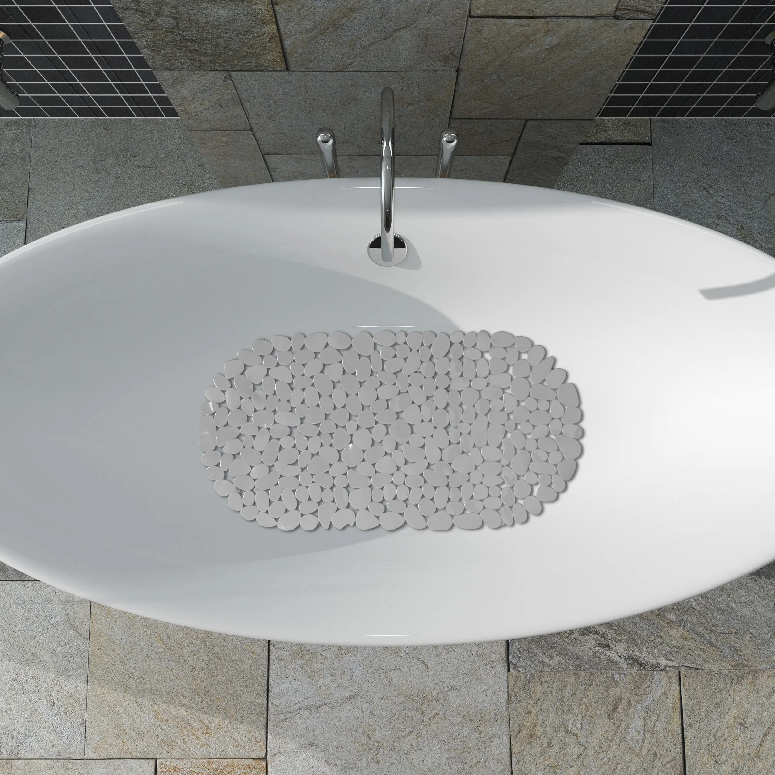 Relaxdays Tapis de Bain Antidérapant Aspect Pierre 36x68 cm Gris