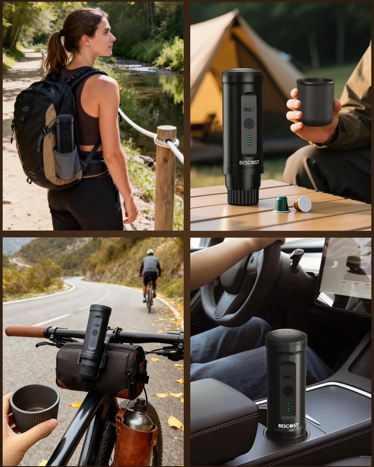 Machine à Café Portable 2 en 1 9600 mAh 20 Bars Rechargeable pour Voyage
