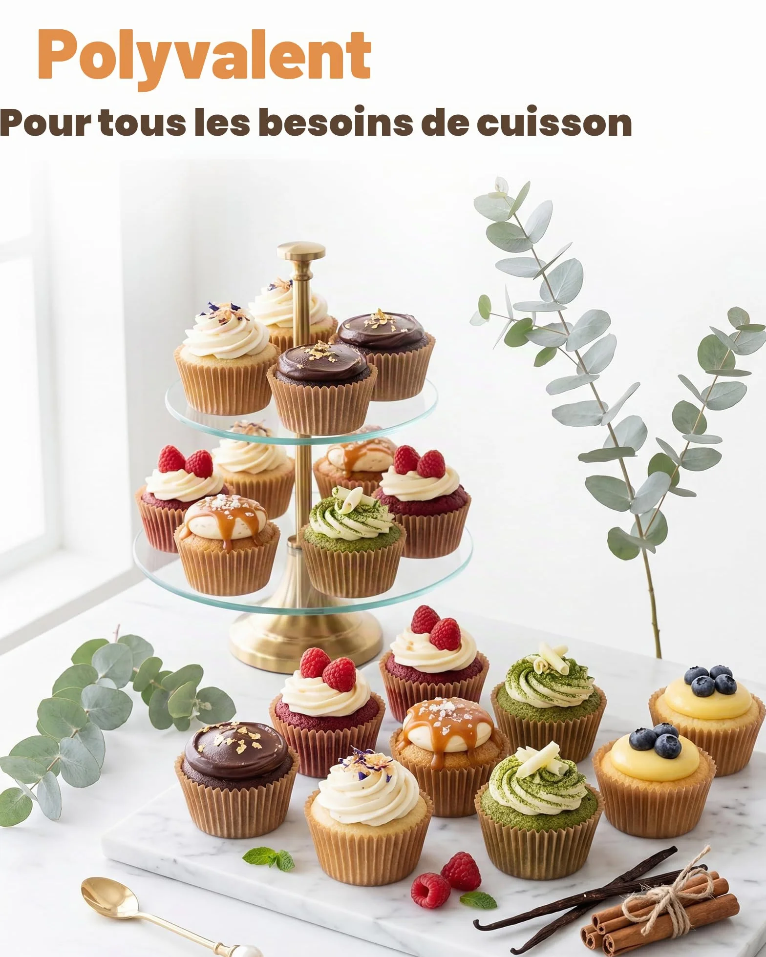 Caissette Muffins Papier 200 pièces Standard Naturel Moule Parchemin Résistant à la Graisse Non Blanchi
