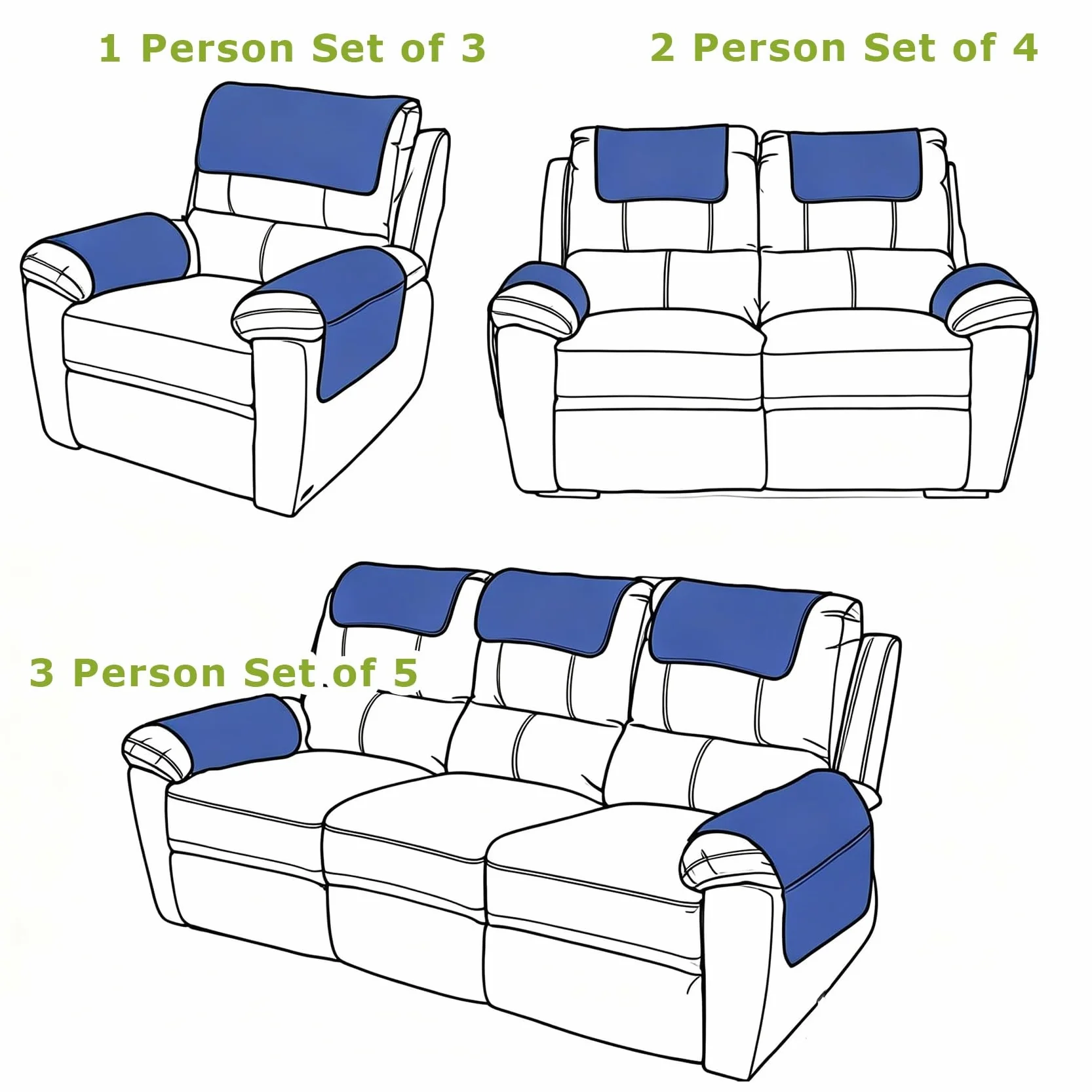 Lot de 3 Protège-Bras et Tête de Fauteuil Rembourré en Peluche Flanelle Anti-dérapant pour Canapé en Cuir et Fauteuil Relax (Beige)