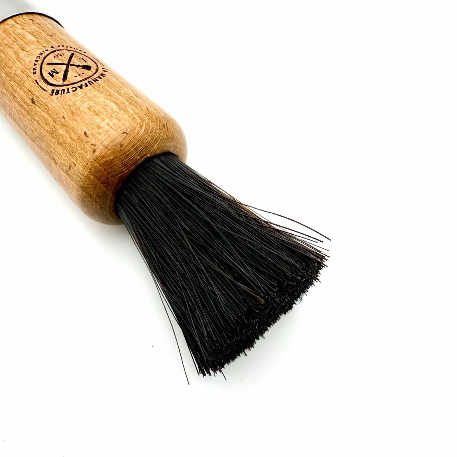 Brosse à Champignons et Légumes Double Face Bois de Hêtre Fibres de Tampico Crin de Cheval Virole Inox