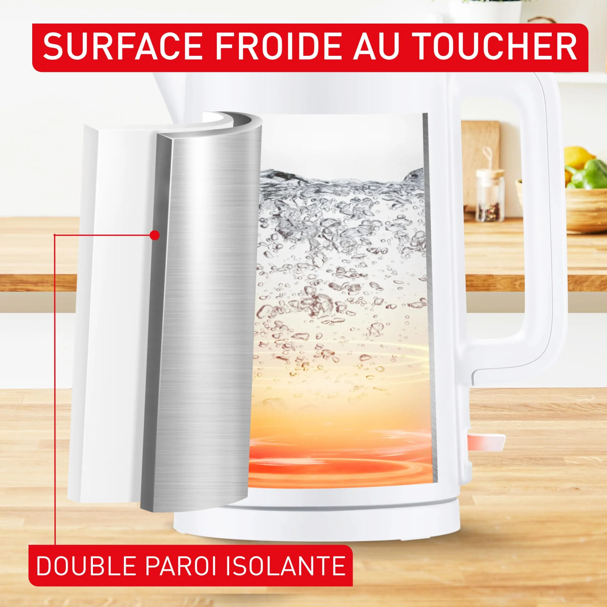 Tefal Thermo Protect Bouilloire électrique 1500 W Blanc Filtre anticalcaire amovible KO1411E0