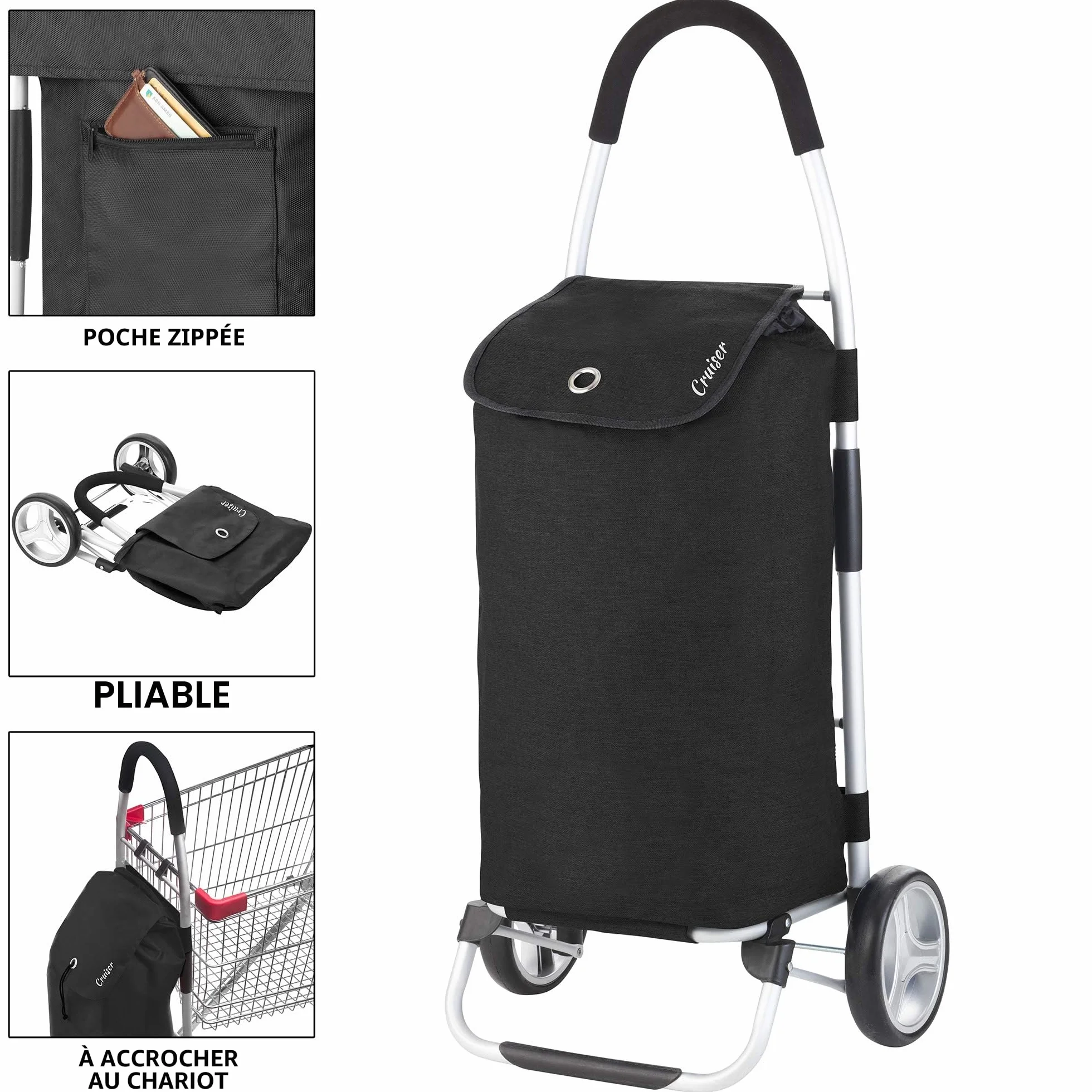 Cruiser Pliable Chariot de Course 45L Caddie à 2 Roues Vert