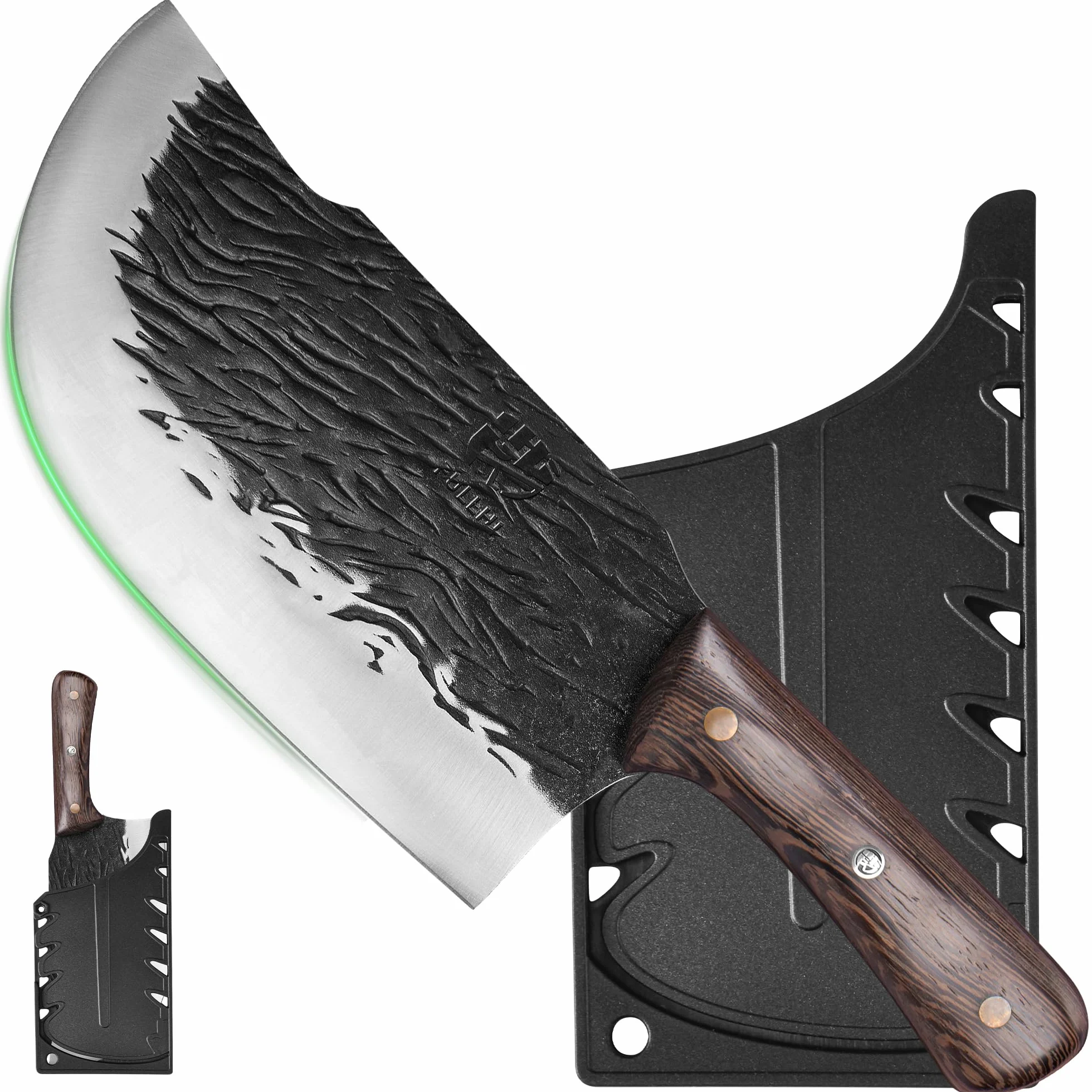 FULLHI Couperet à viande lourd en acier à haute teneur en carbone 21cm avec gaine