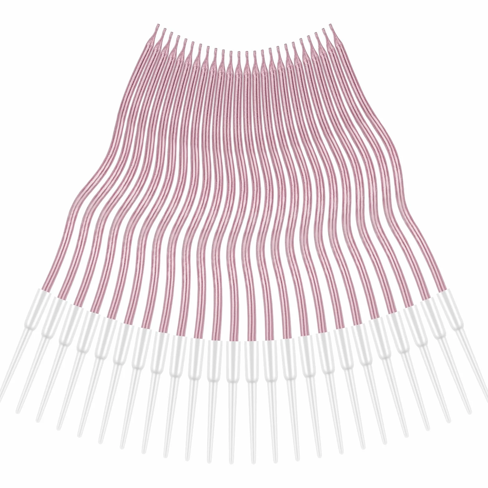 Bougies d'anniversaire Torsadées 24 Pièces Or Rose avec Supports pour Gâteau