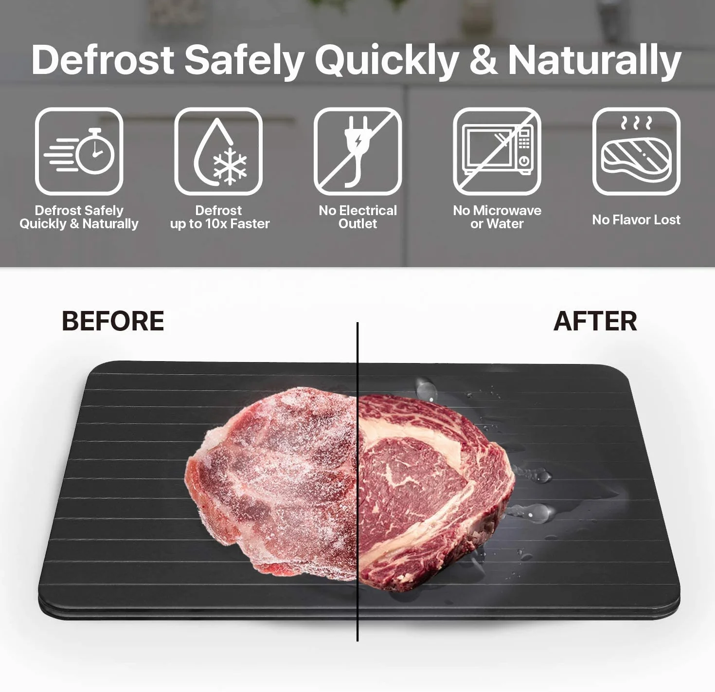 Plateau de Décongélation Rapide Aluminium 30x20cm pour Aliments Congelés