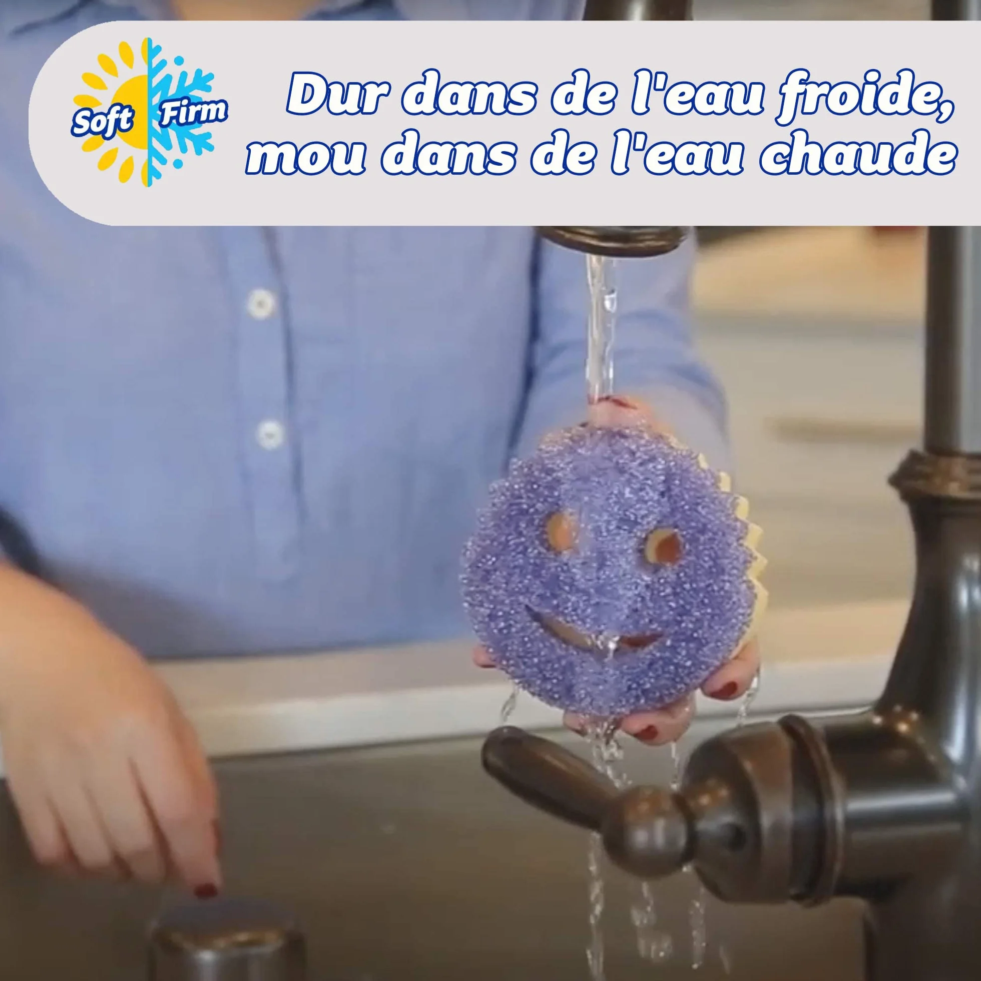 Scrub Daddy Scrub Mommy Eponge Vaisselle Reutilisable Lavable Cuisine Salle de Bain Flextexture Lot de 3
