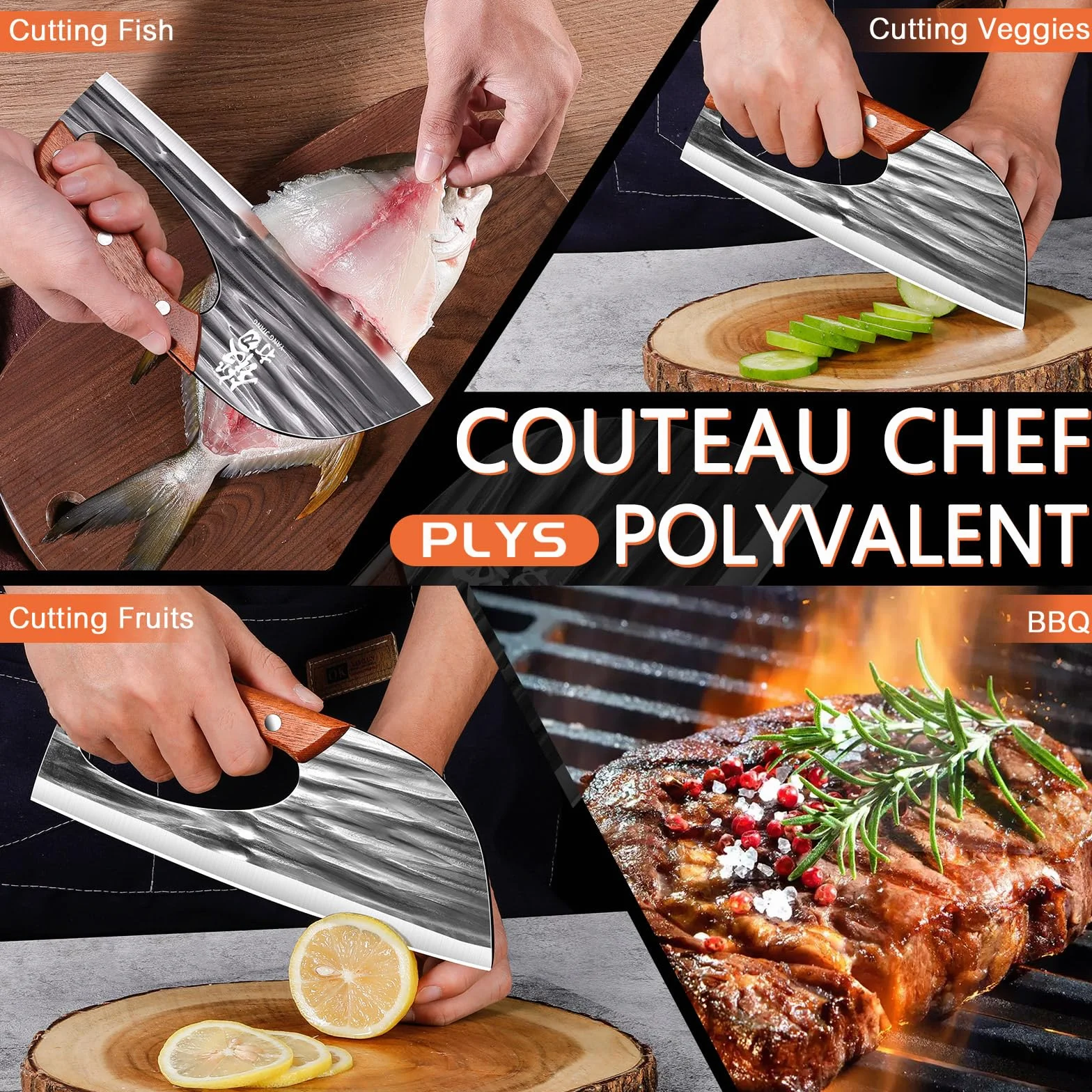 Couteau Chinois Cuisine de Chef Couteau Hachoir Viande Legume