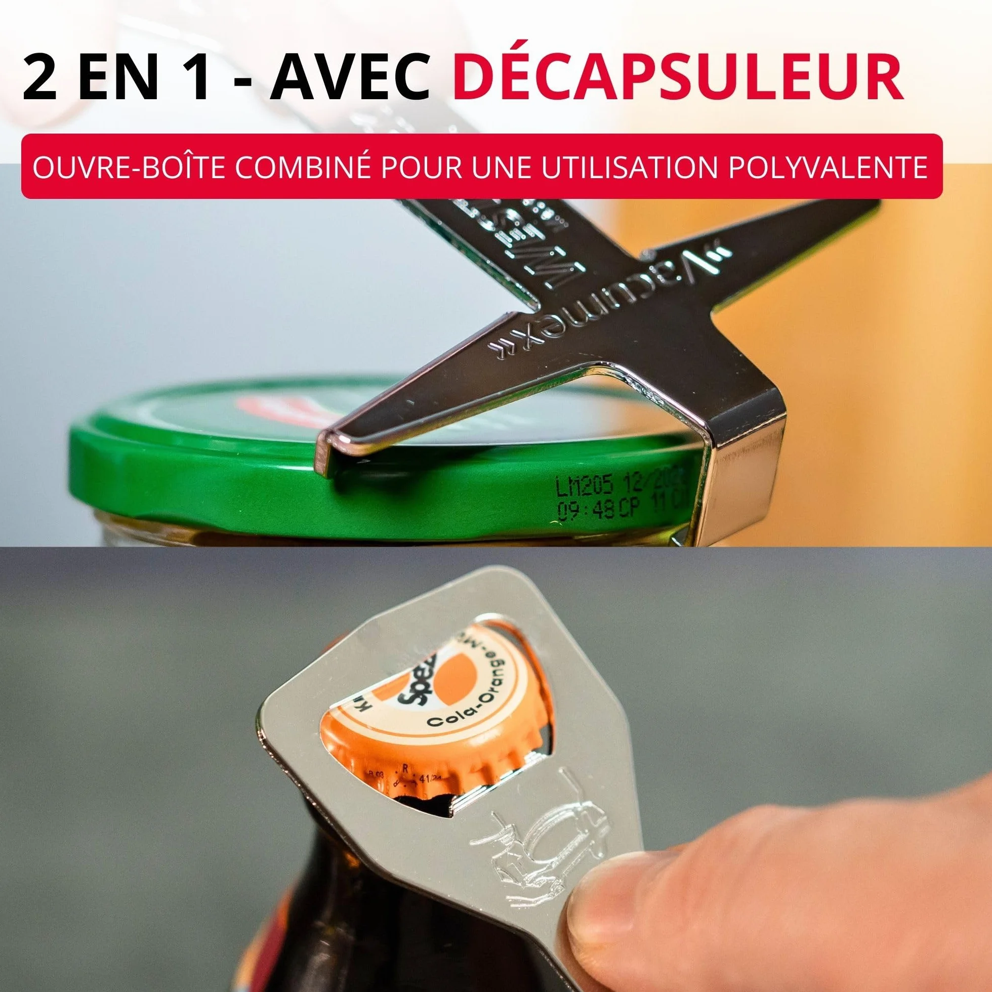 Westmark Ouvre-Bocal avec Décapsuleur 13,1cm Acier Chromé Argent