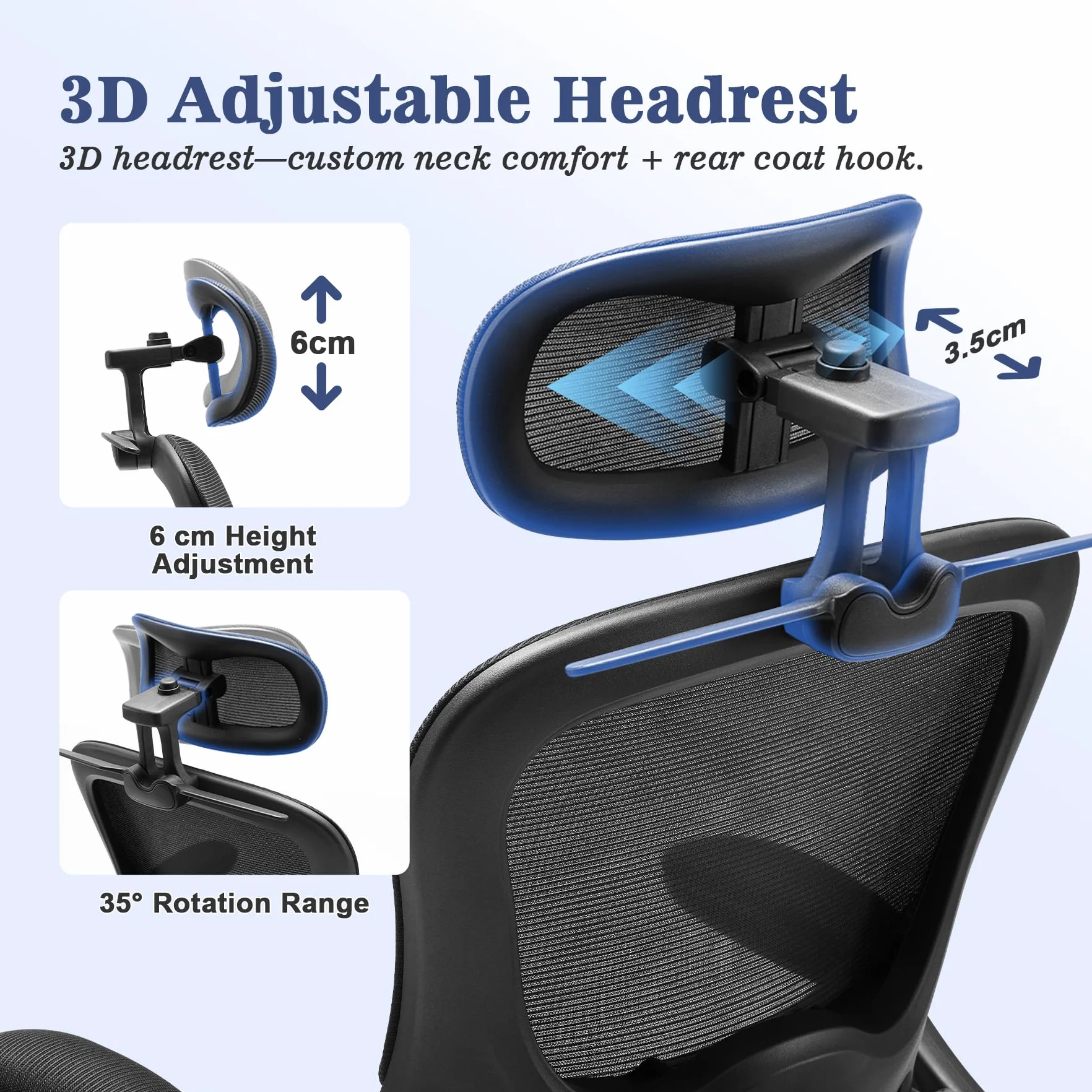 Magic Life Chaise de Bureau Ergonomique Coussin Rebondissant Haute Densité Confortable Respirante Travail Domicile Bureau Noir
