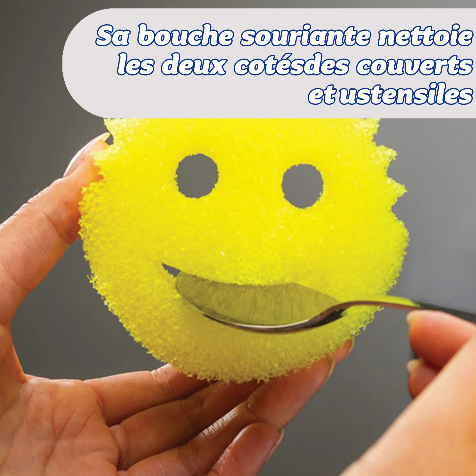 Scrub Daddy Original Éponge à Récurer Smiley Anti Rayure Antibactérienne Lot de 2 Jaune