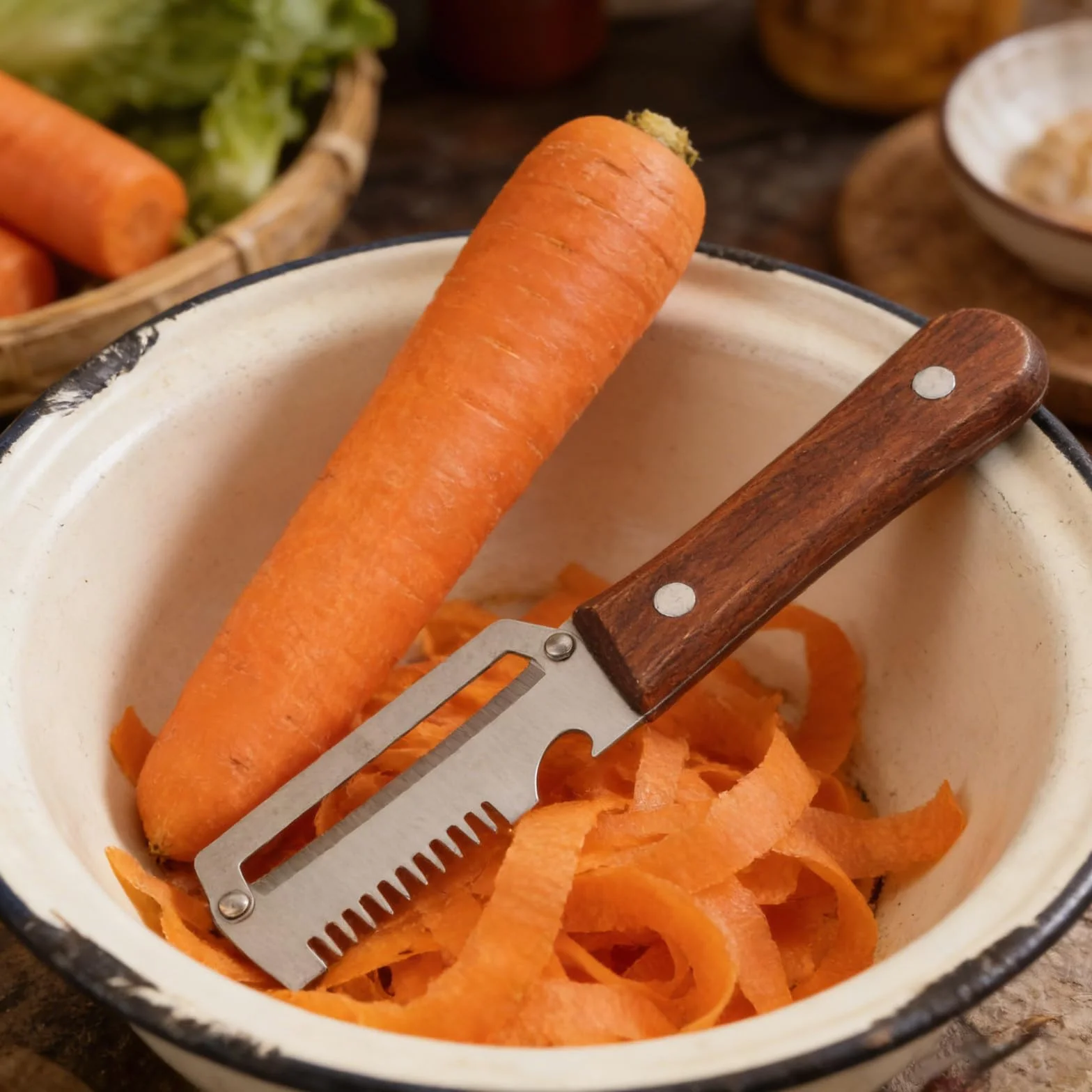 Lot de 2 Éplucheur à LScallion Slicer multifonctions 2 en 1 avec manche en bois pour légumes fruits oignons