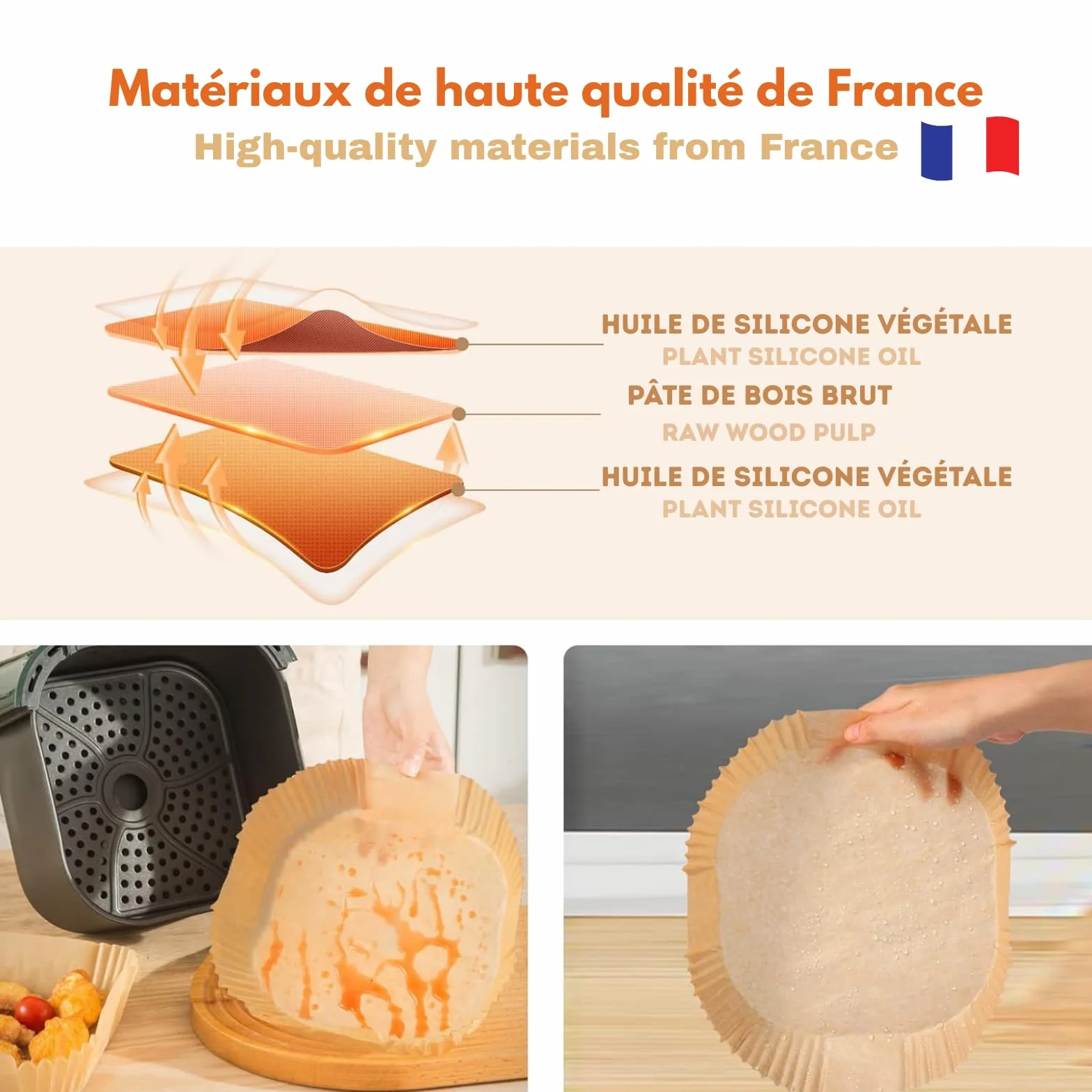 Papier Cuisson pour Air Fryer Carré Antiadhésif 16x16 cm 4-4,5 Litres
