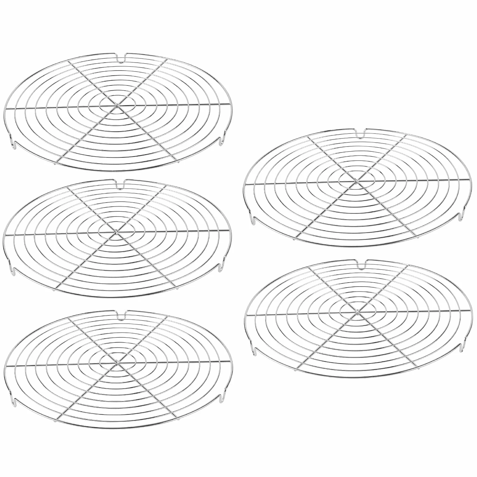 Grilles de Refroidissement pour Pâtisserie Lot de 5 - 30,5 cm Argenté Rondes Cuisson Rapide