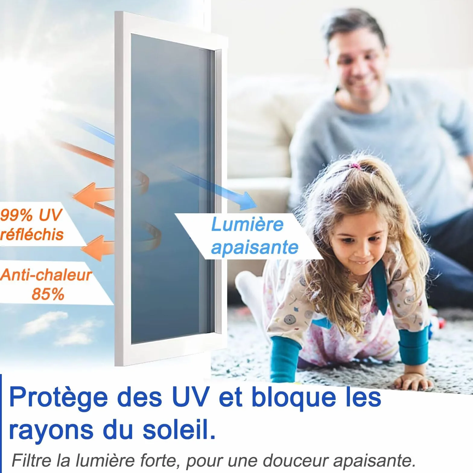 Film Miroir pour Fenetre 44.5x200cm Anti Regard Adhesif Effet Miroir sans Tain Brise Vue Anti Chaleur Anti UV Argenté